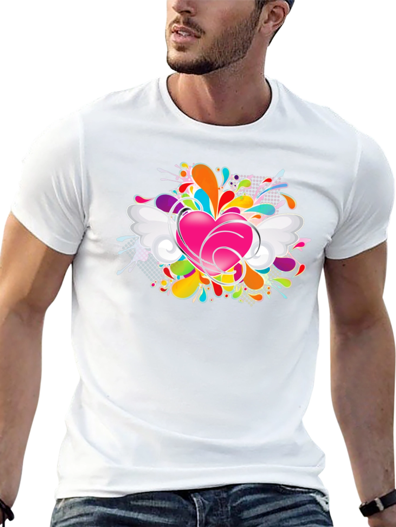 Heart Splash Graphic Tee - Black Cotton Comfort