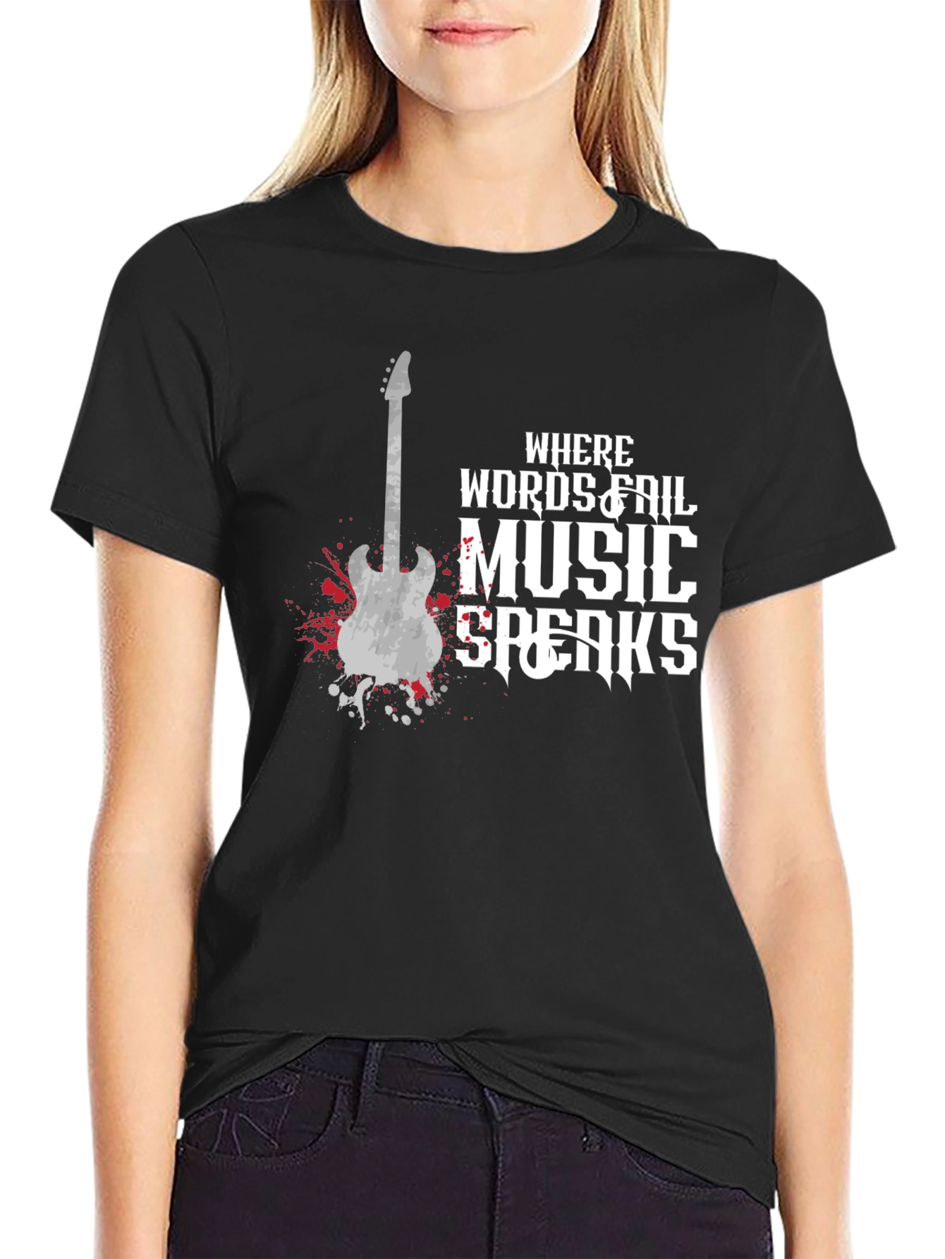 Music Speaks Graphic Tee - Black