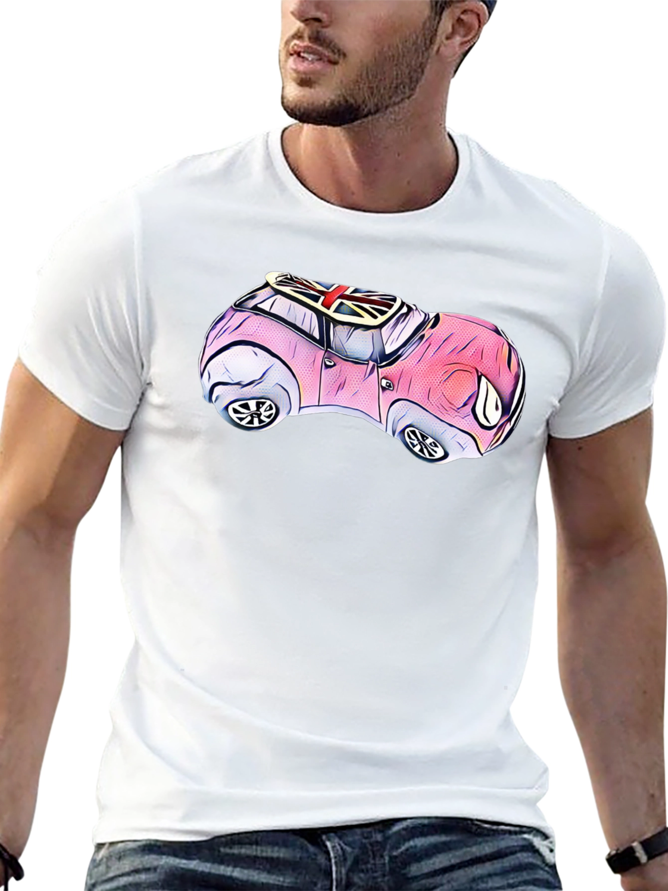Cartoon Car T-Shirt - British Flag Design