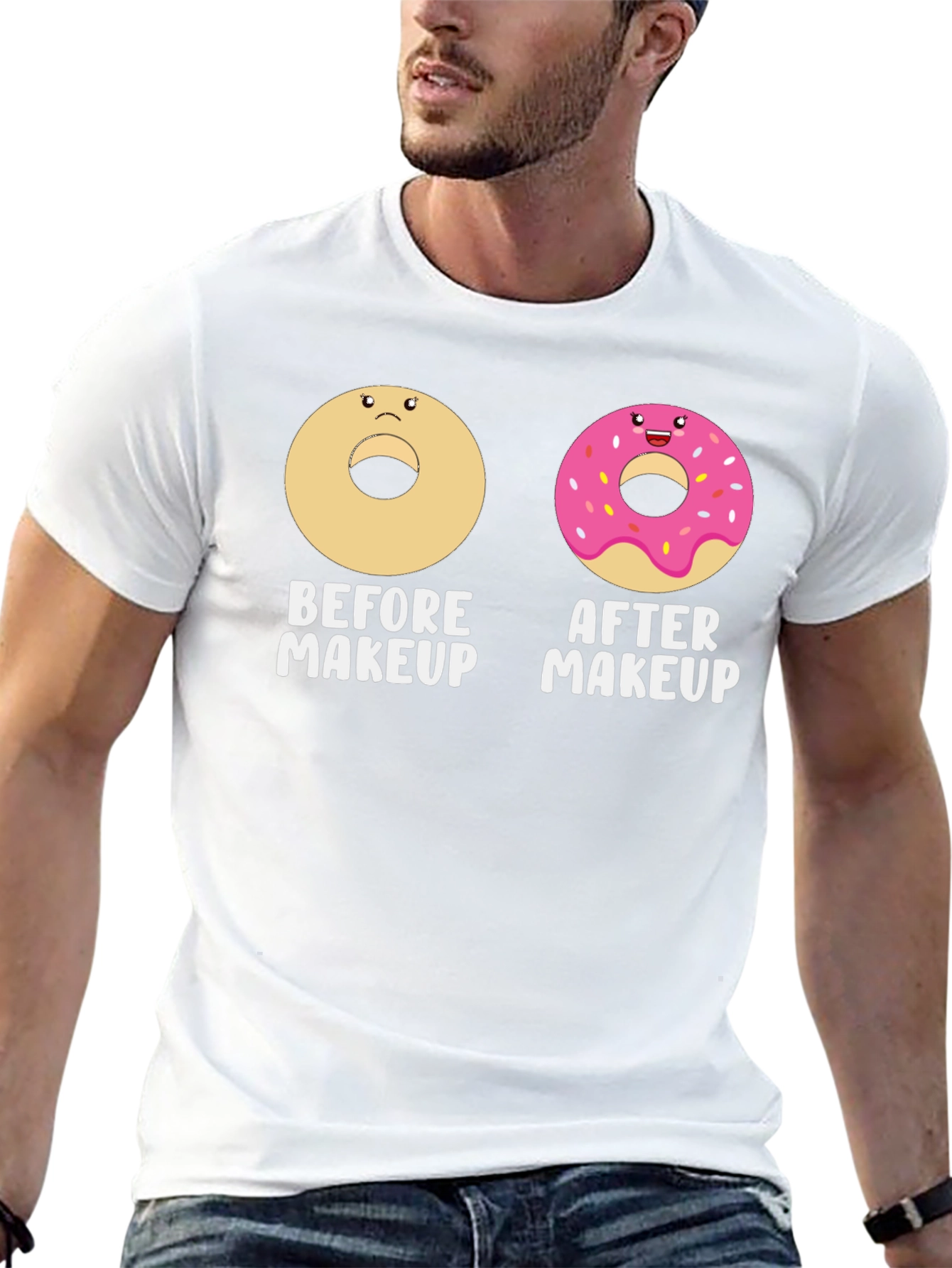 Funny Donut Before & After Makeup T-Shirt