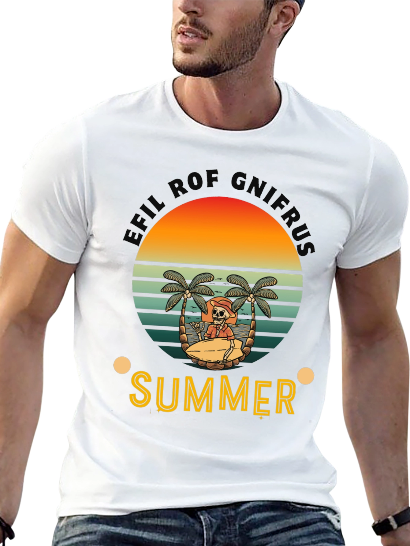 Summer Vibes Skeleton Graphic Tee