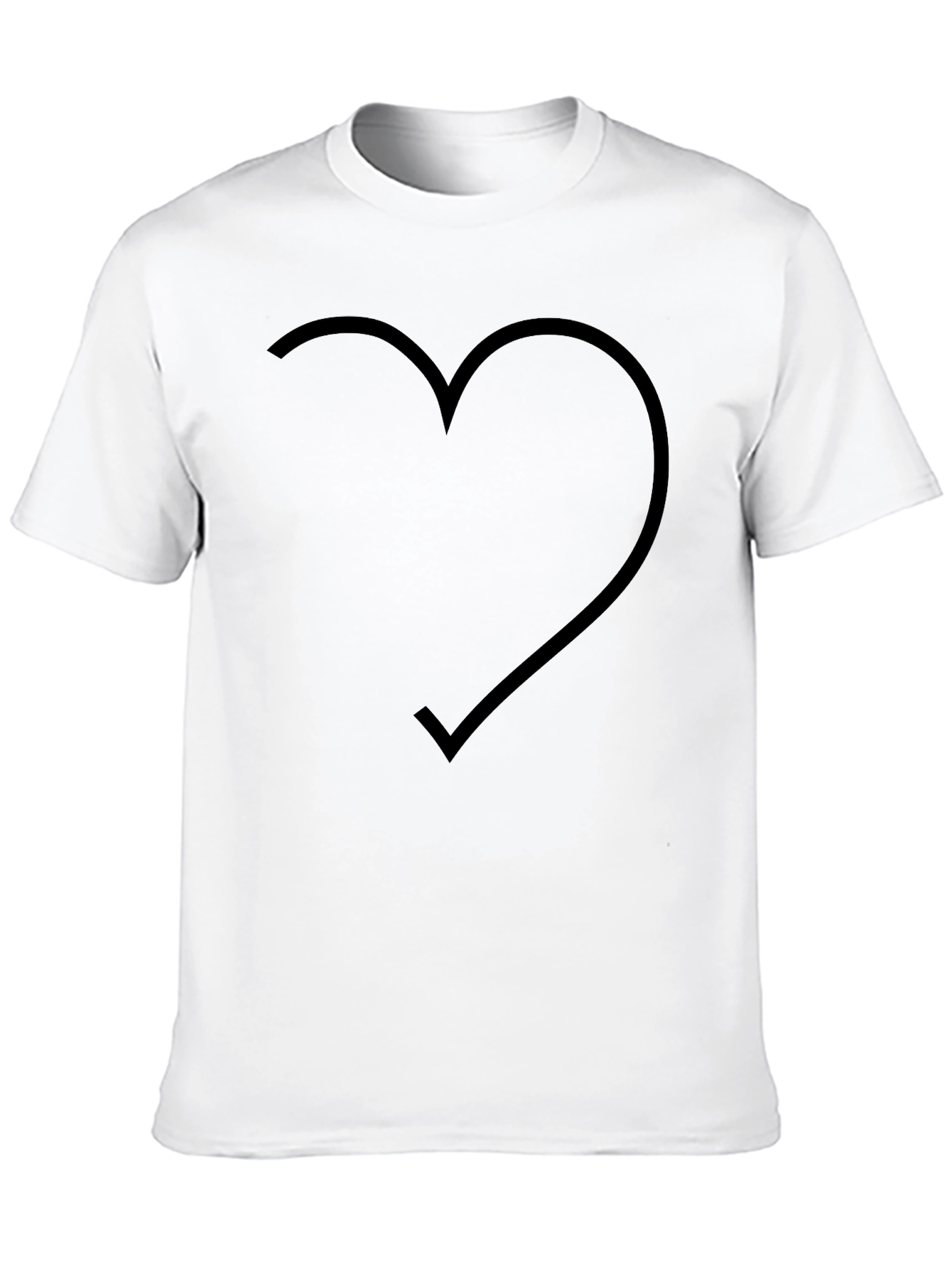 Minimalist Heart Outline Graphic Black T-Shirt