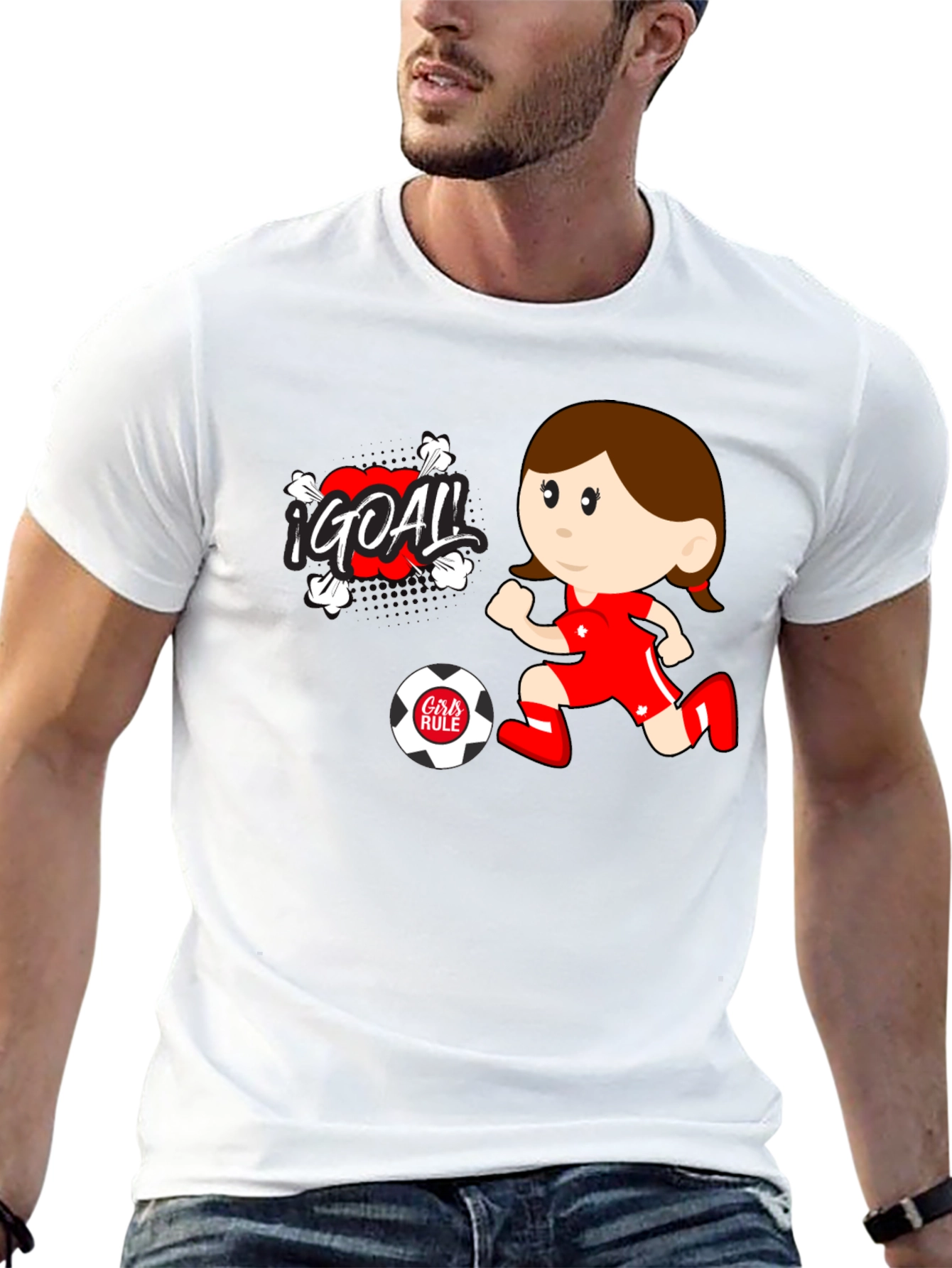 Girls Rule Soccer T-Shirt - Cartoon Design