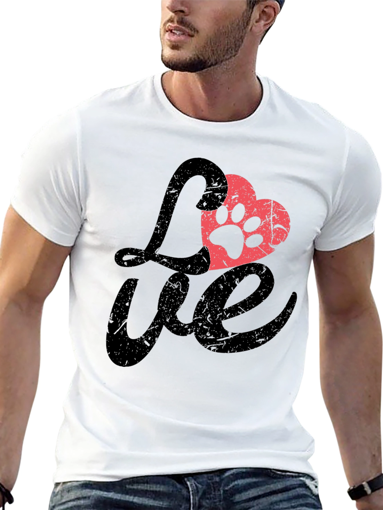 Love Paw Print Heart Graphic T-Shirt