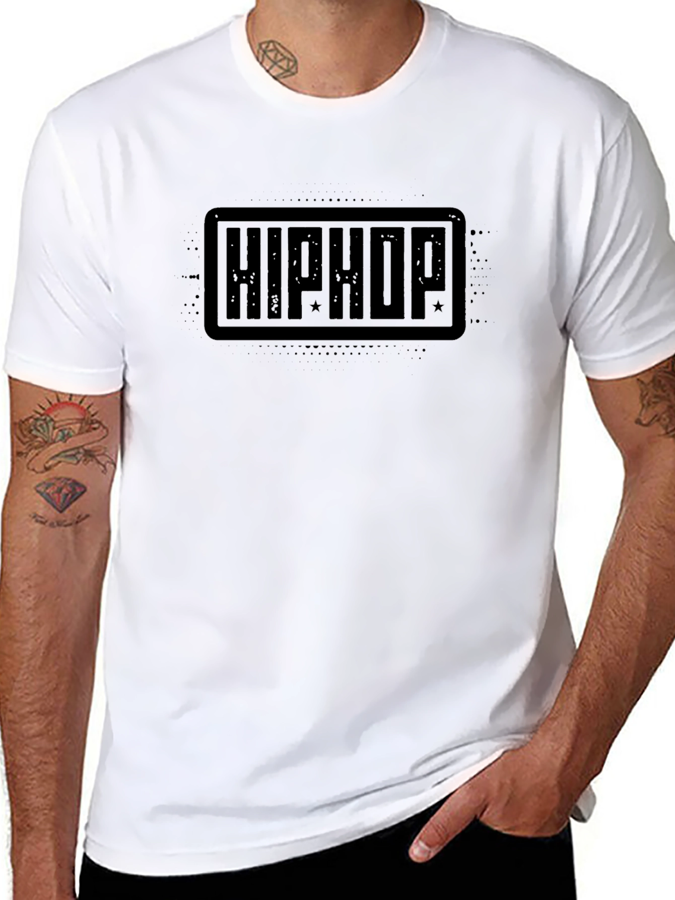 Hip Hop Graphic Tee - Black Cotton Blend