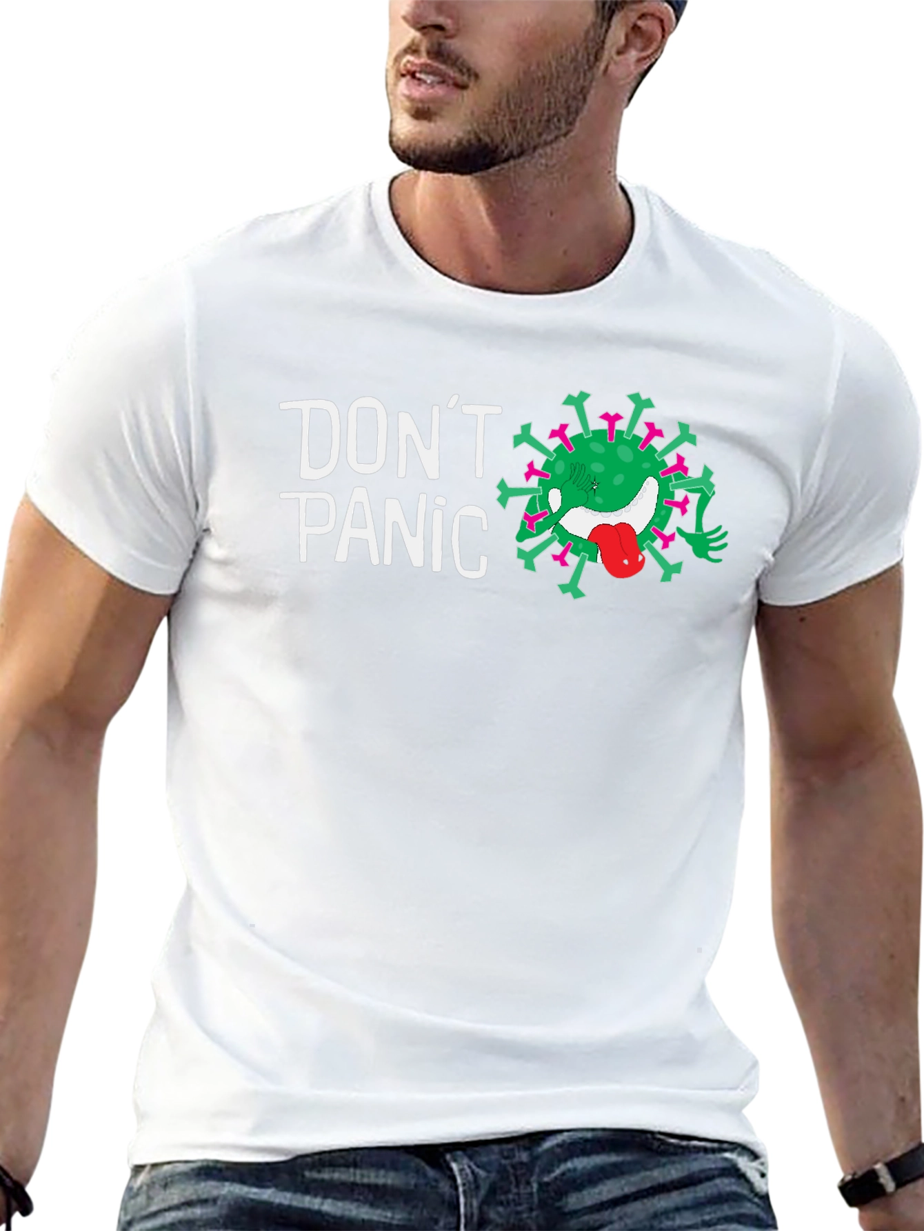 Dont Panic Funny Virus Graphic Tee - Black