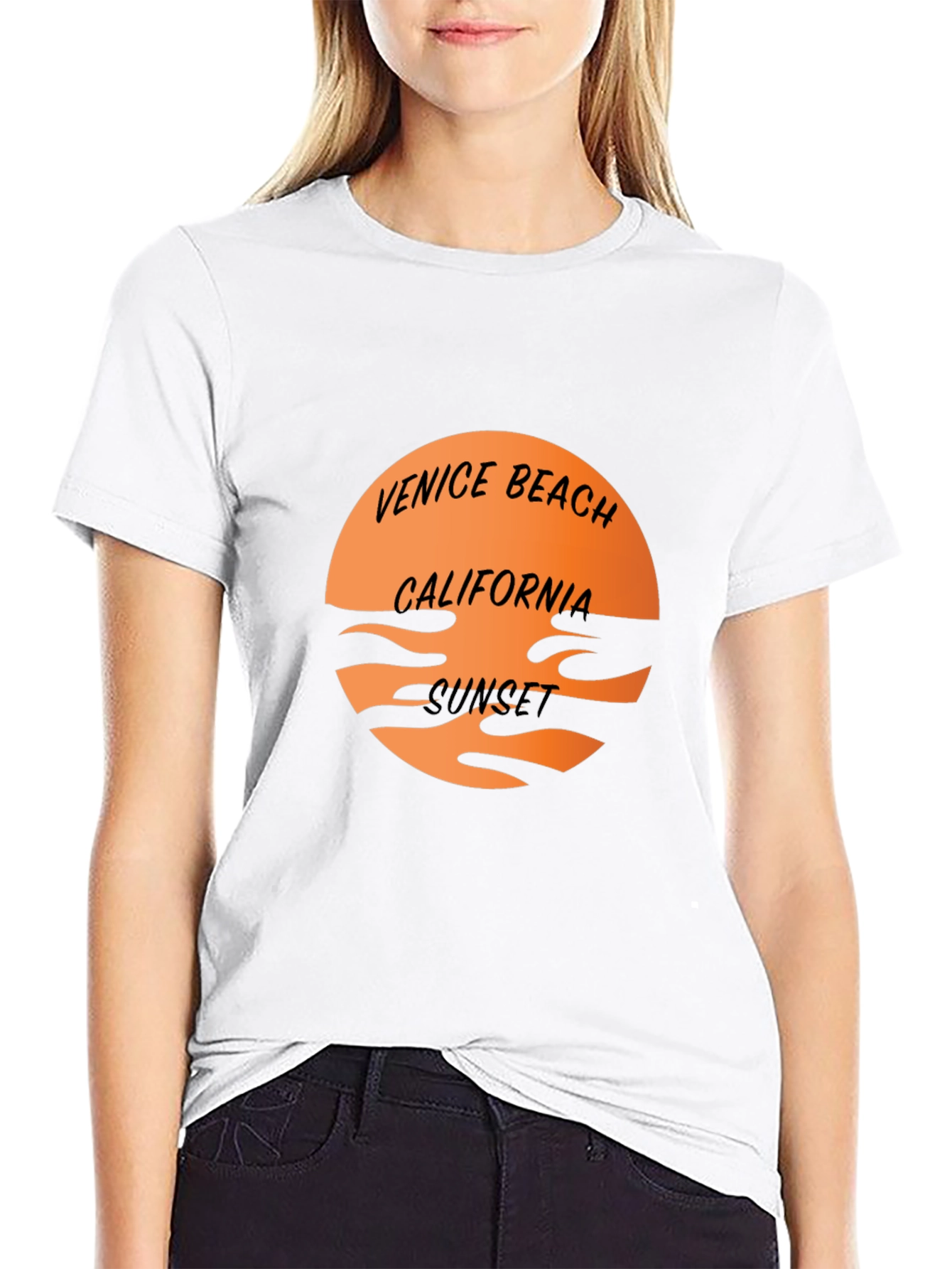 Venice Beach California Sunset Black T-Shirt