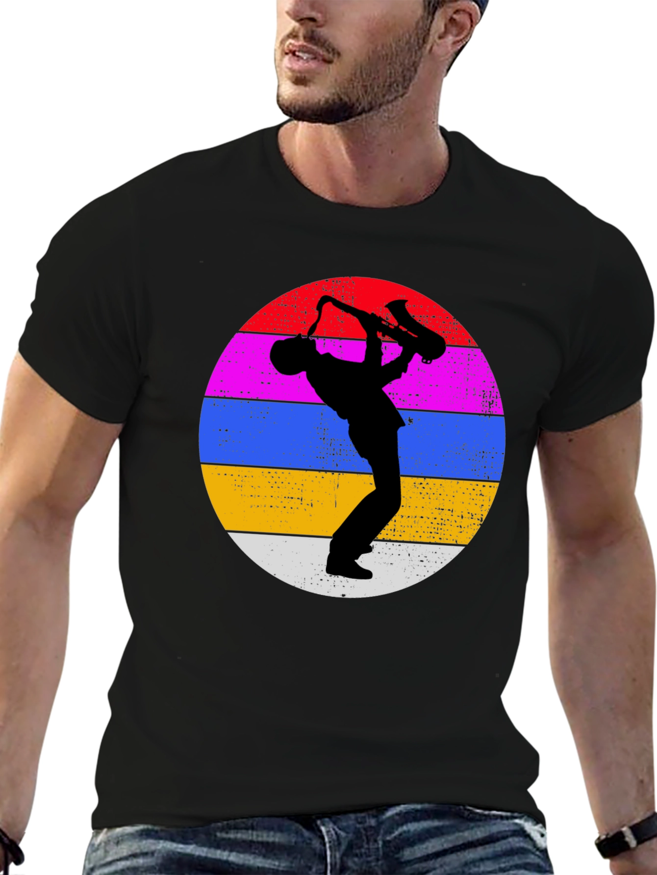 Retro Saxophone Player Graphic Tee - Cool Musician T-Shirt