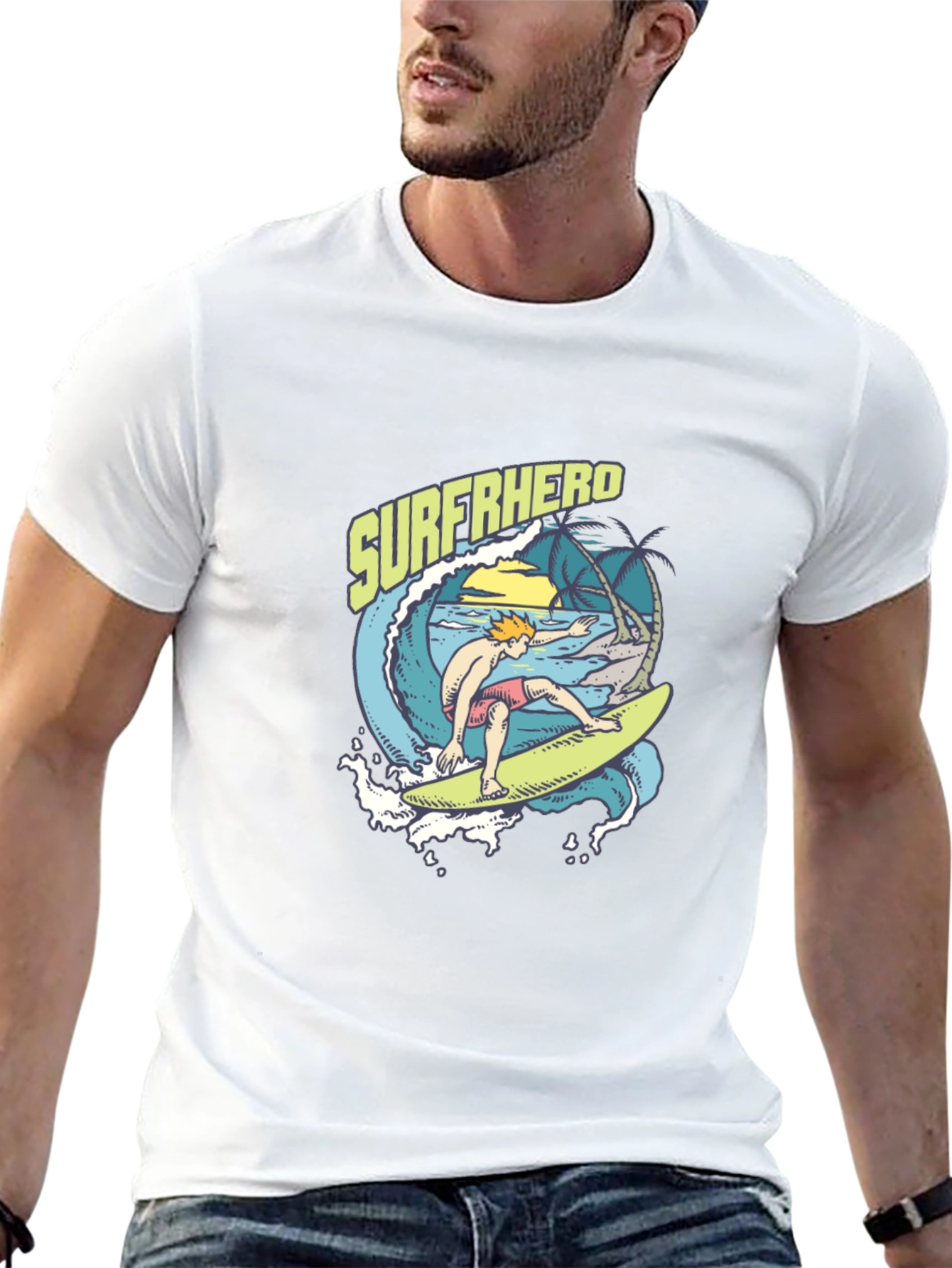 Surferhero Black Graphic Tee - Summer Vibes