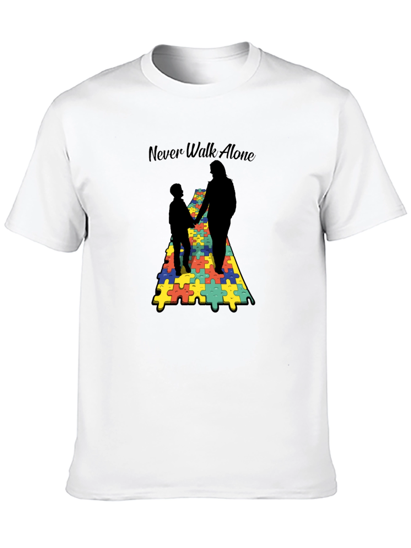 Never Walk Alone Autism Puzzle T-Shirt