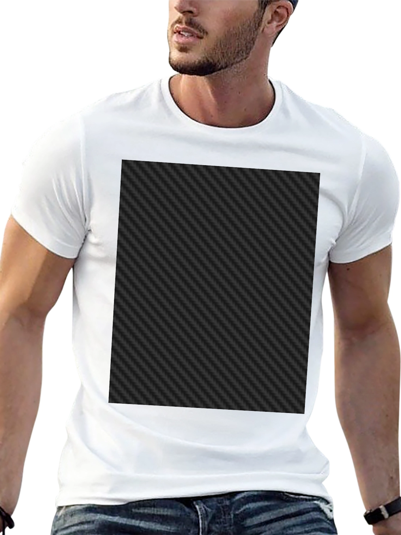Black Carbon Fiber Patterned Tee Shirt