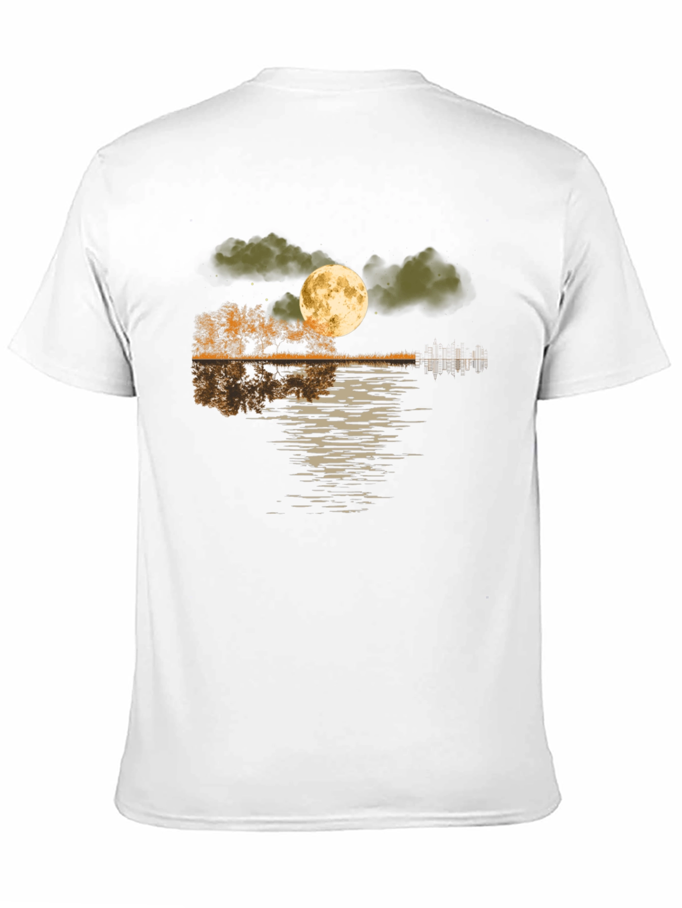 Moonlit Lake Graphic Tee - Soft Black Cotton
