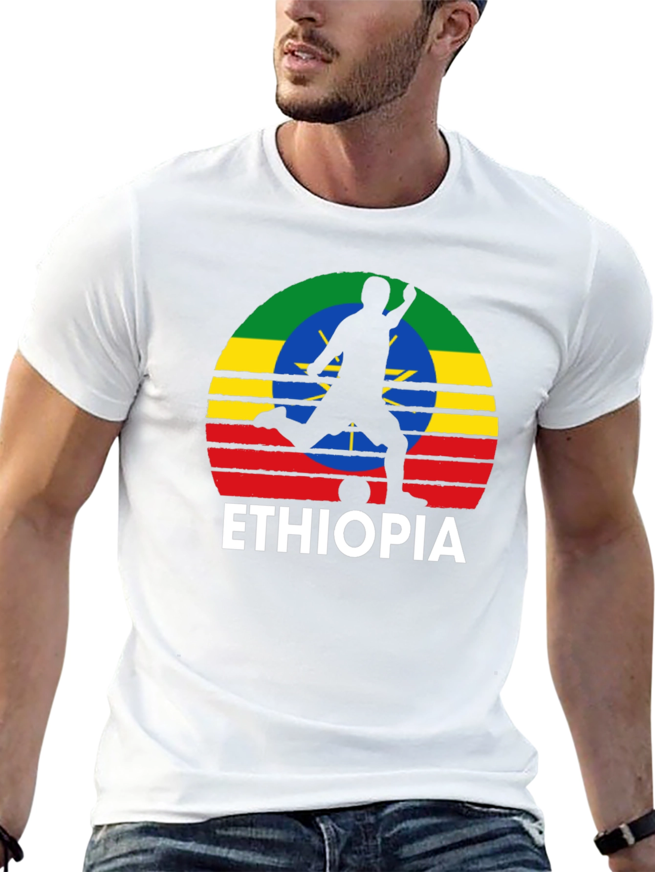 Ethiopia Soccer T-Shirt - Mens Black Graphic Tee