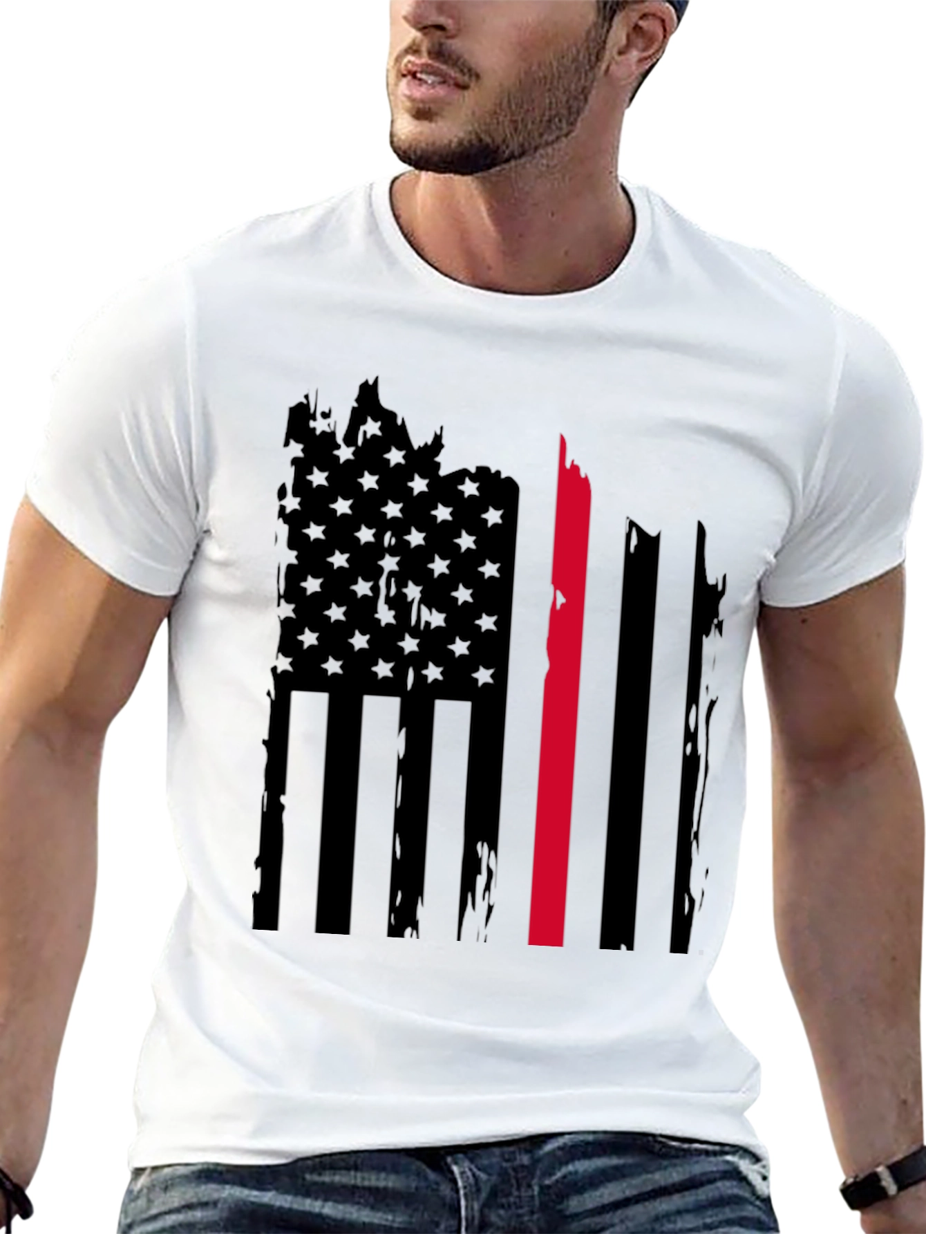 Thin Red Line American Flag Graphic Tee