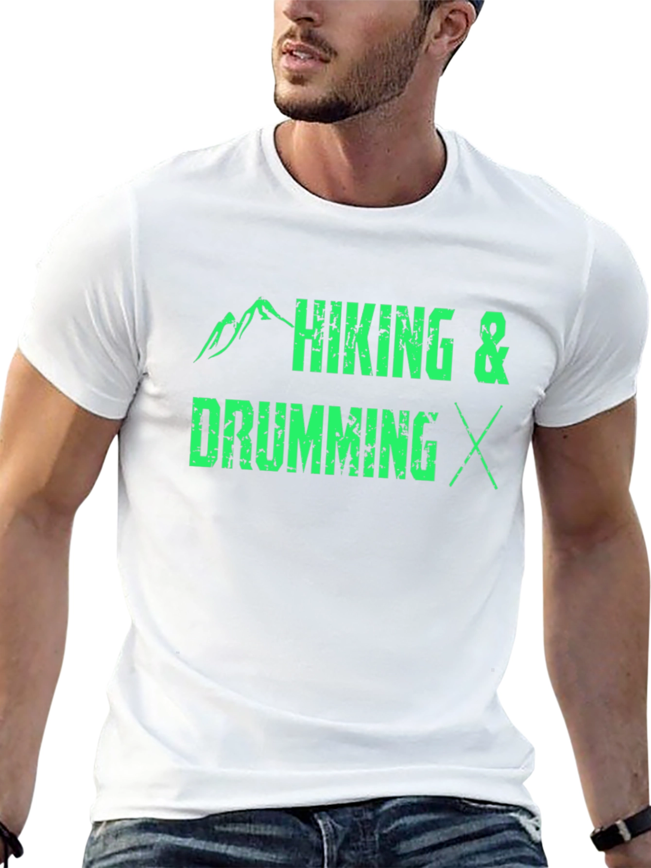 Hiking & Drumming T-Shirt - Black Graphic Tee