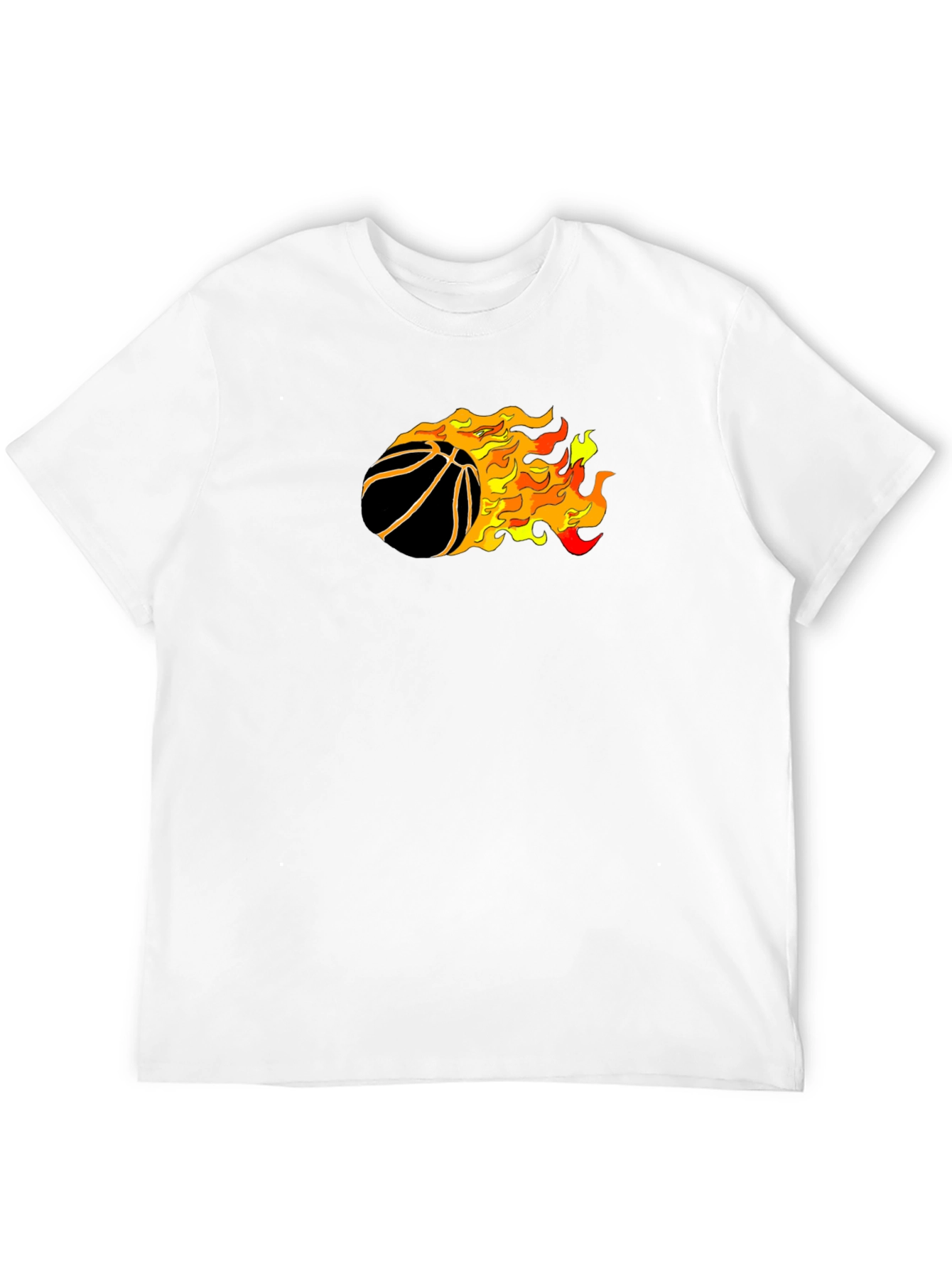 Flaming Basketball Graphic T-Shirt