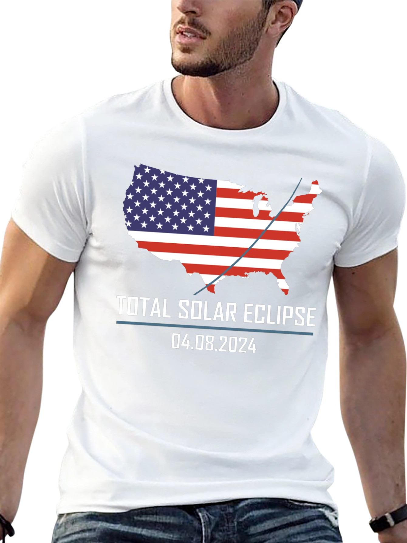 Total Solar Eclipse 2024 USA Flag T-Shirt