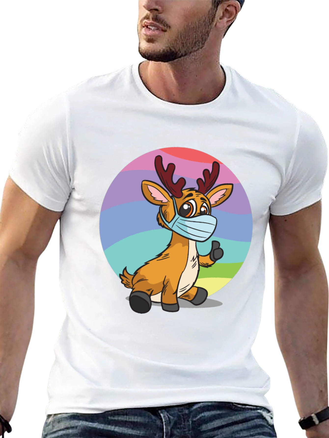 Reindeer Wearing Mask Graphic Tee