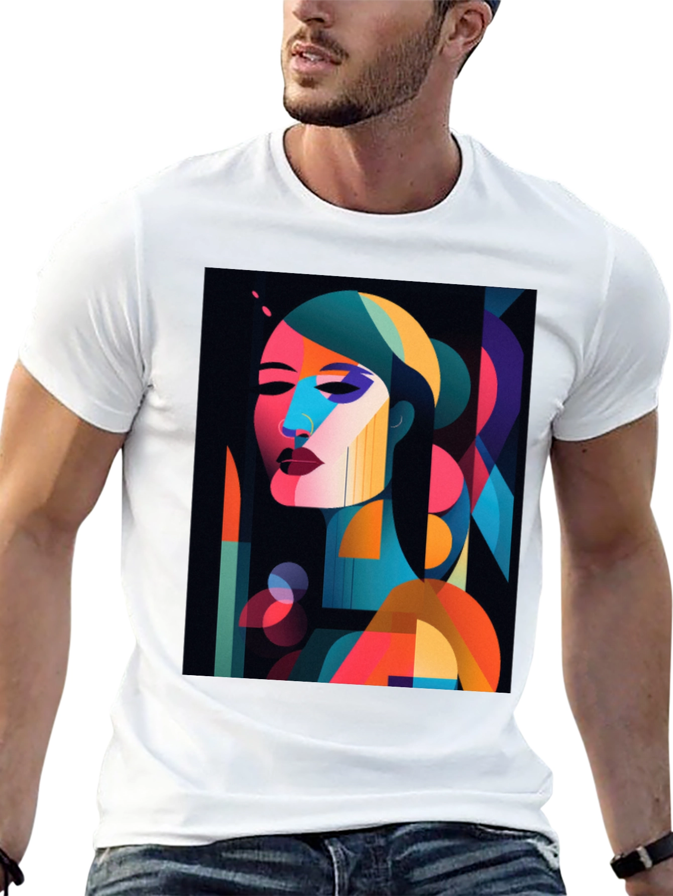Abstract Woman Graphic Print Black T-Shirt