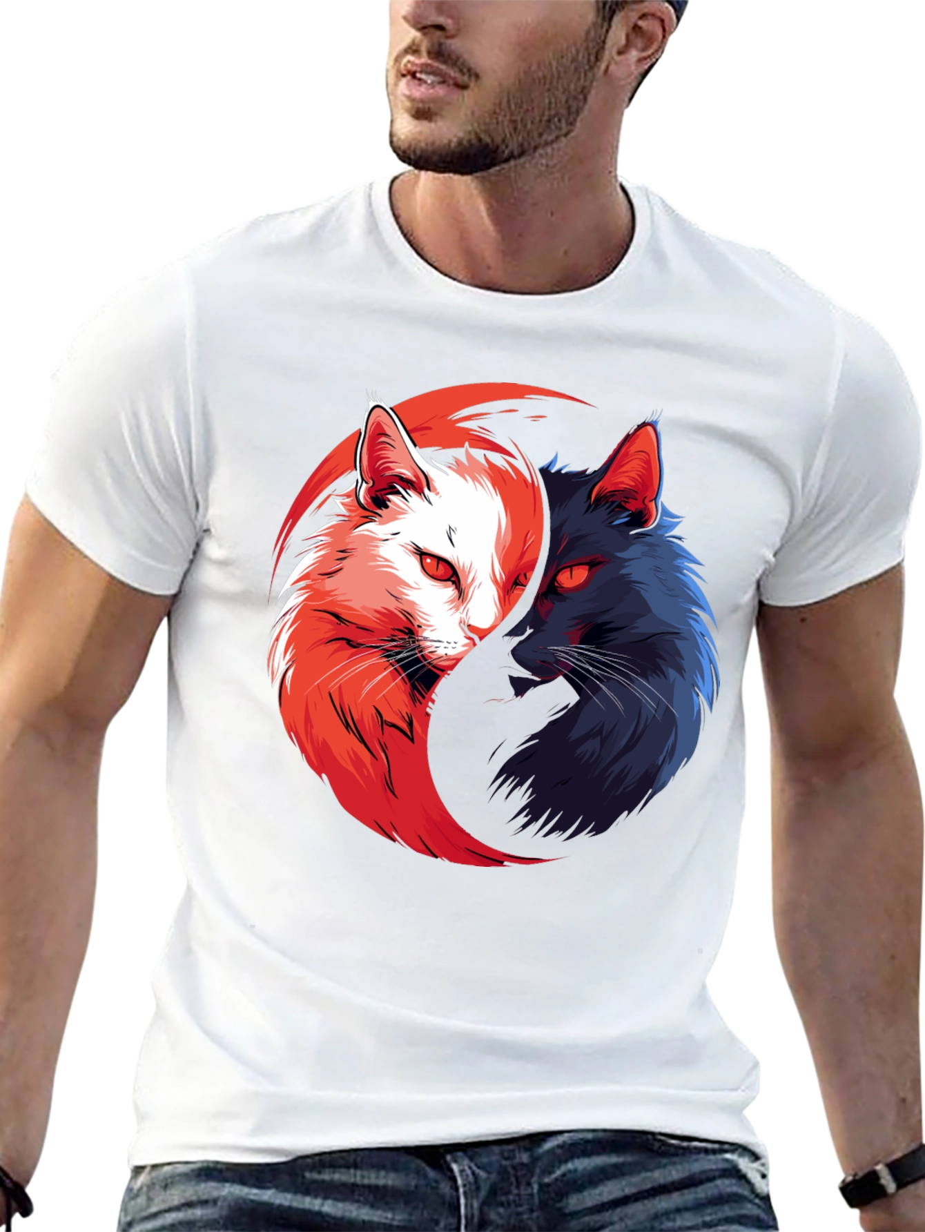 Yin Yang Cats T-Shirt: Balance in Style