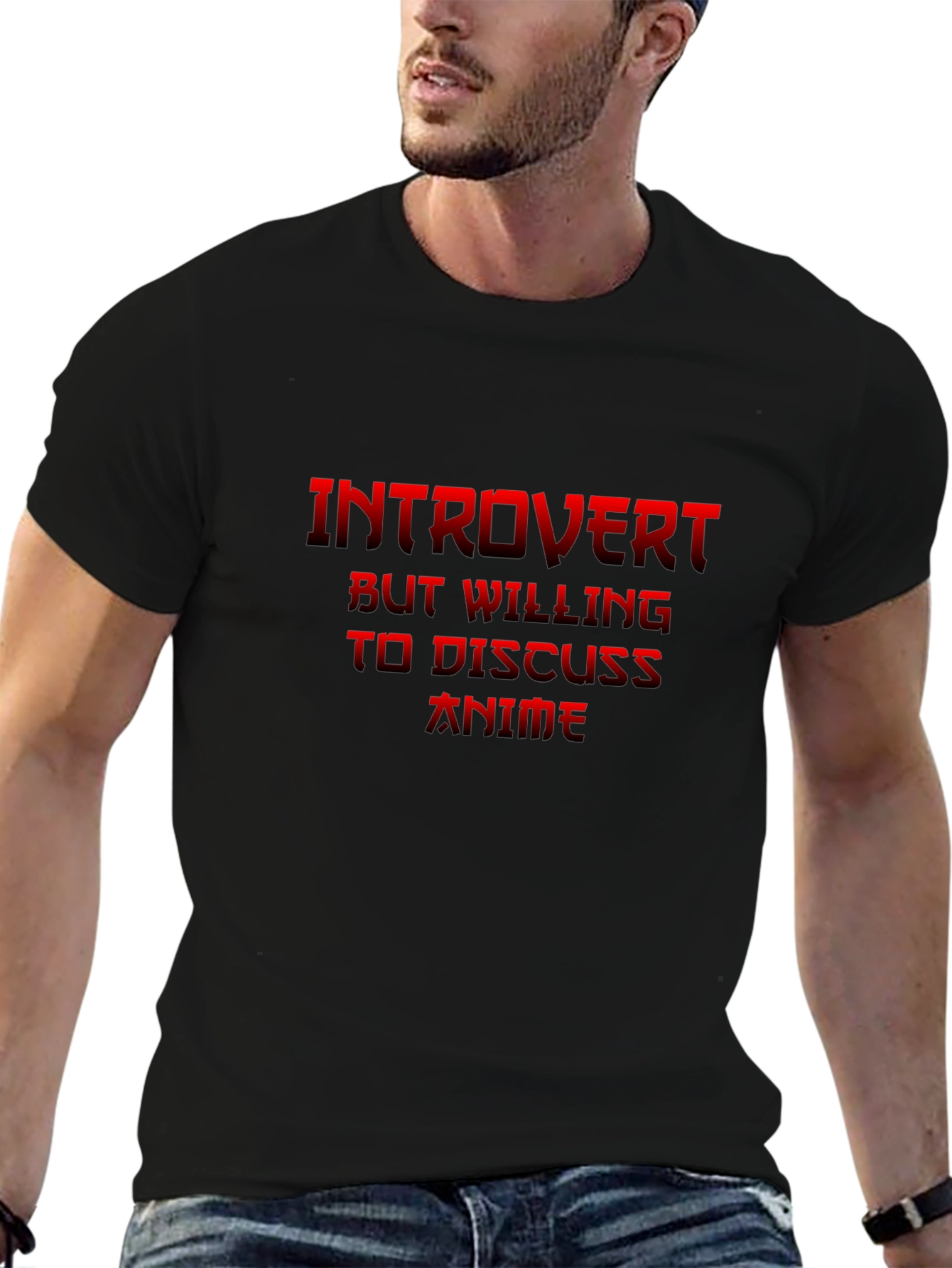 Introvert Anime Fan Black T-Shirt
