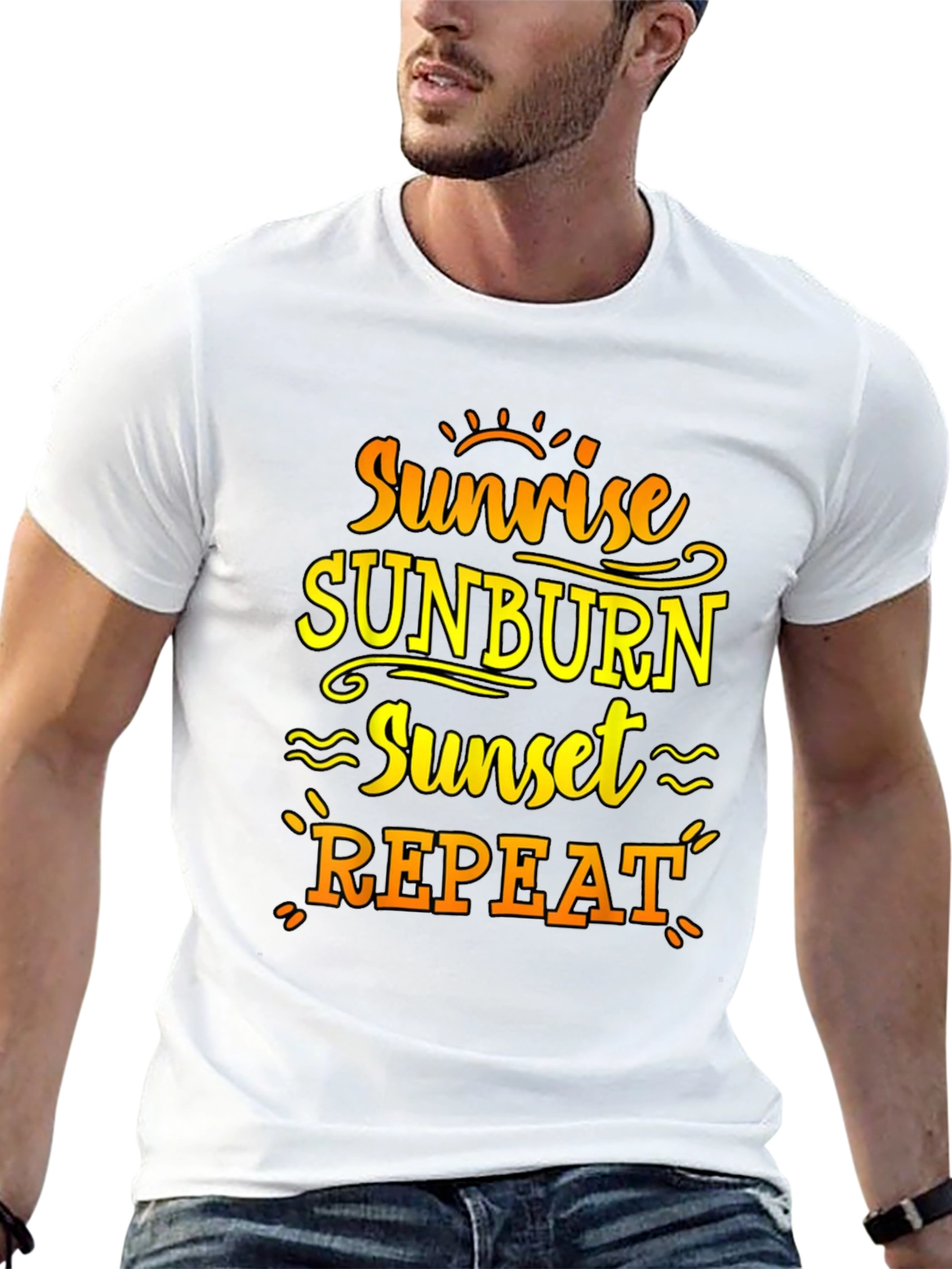 Sunrise Sunburn Sunset Repeat Black T-Shirt