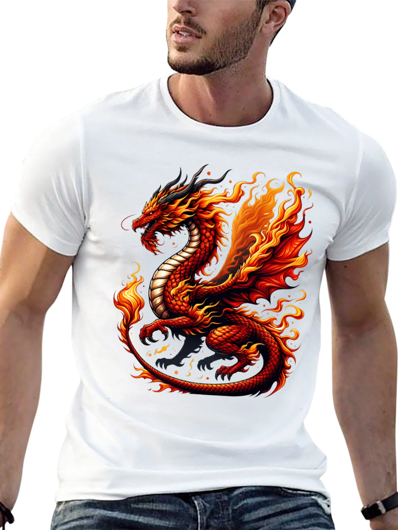 Fiery Dragon Graphic Tee - Unique Design