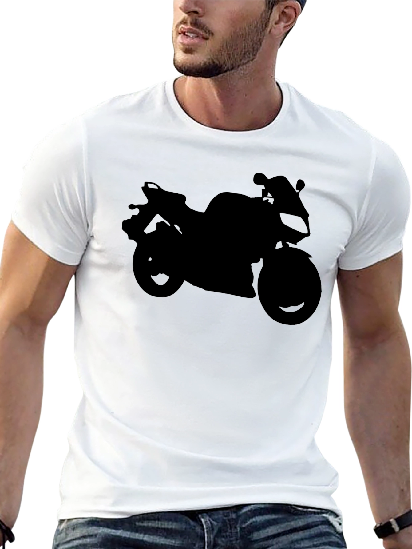 Motorcycle Silhouette Tee - Black Biker T-Shirt