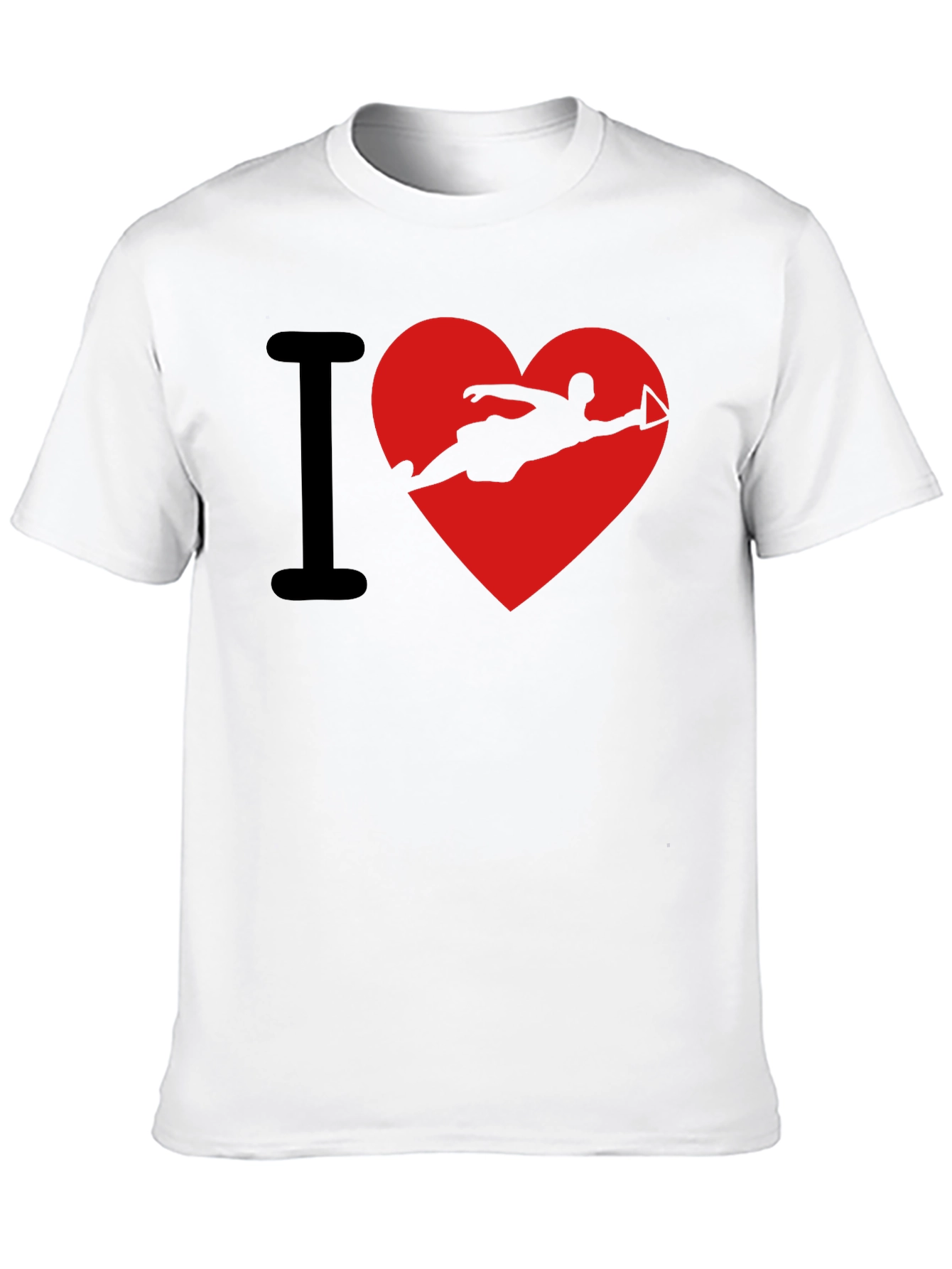I Love Waterskiing Black T-Shirt