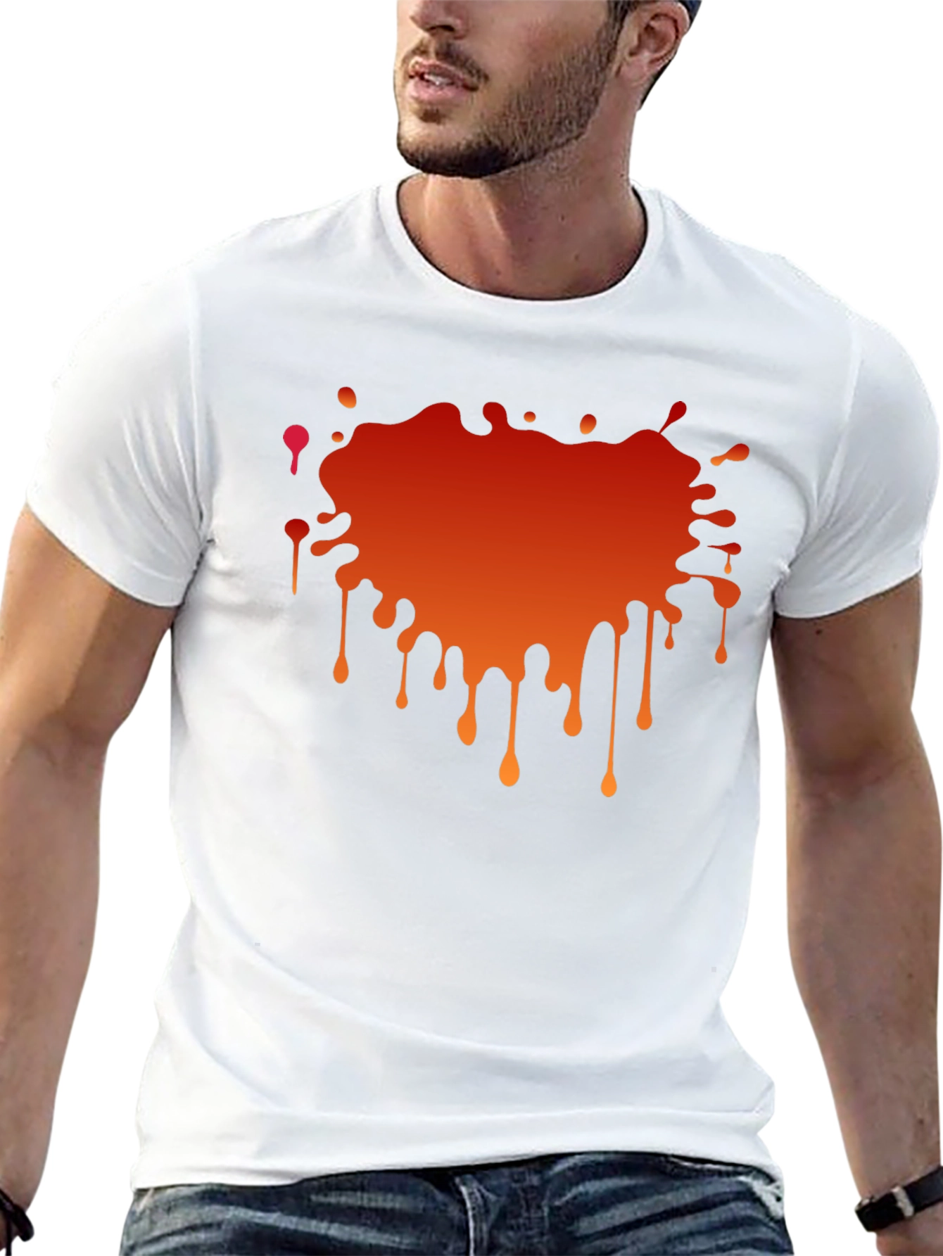 Black T-Shirt with Abstract Orange Gradient Graphic