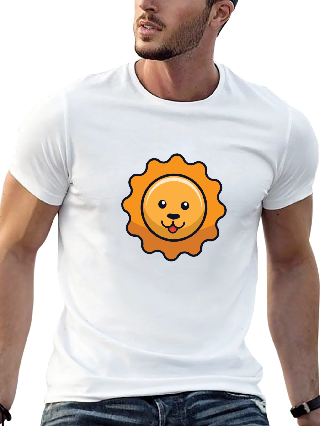 Cute Cartoon Sun Graphic Black T-Shirt