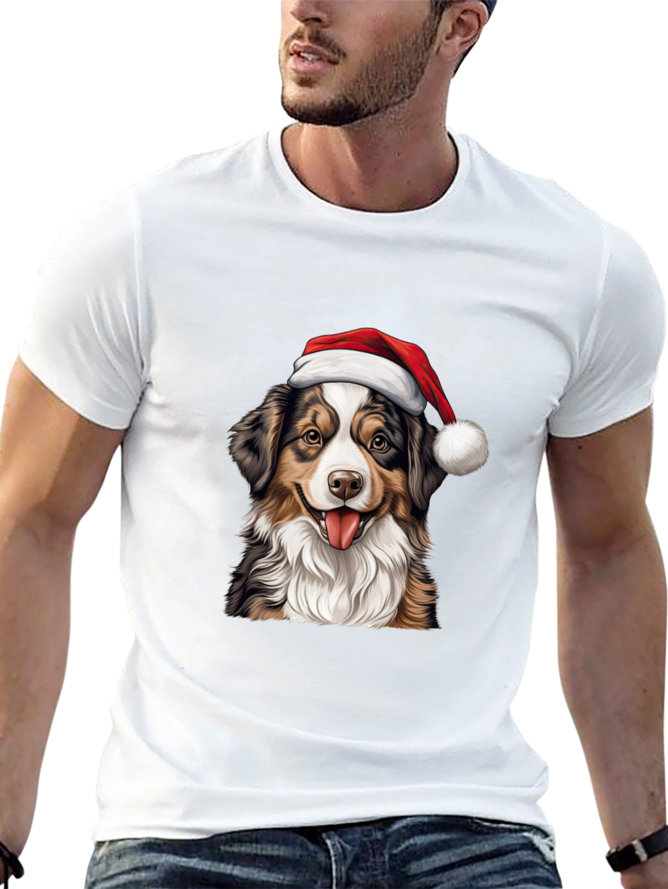 Christmas Dog Graphic T-Shirt - Holiday Apparel