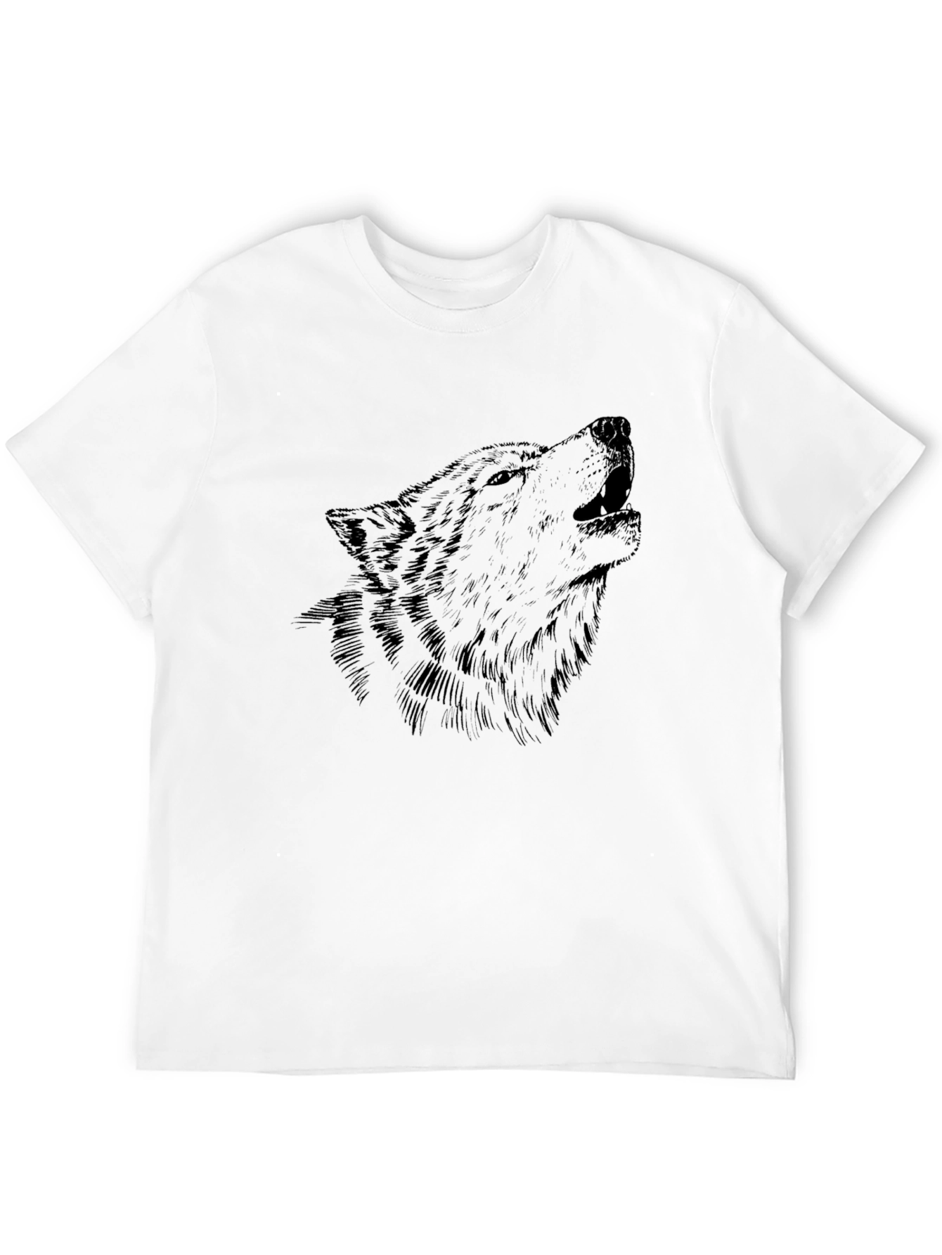 Mens Black Wolf Graphic Tee - Casual Style