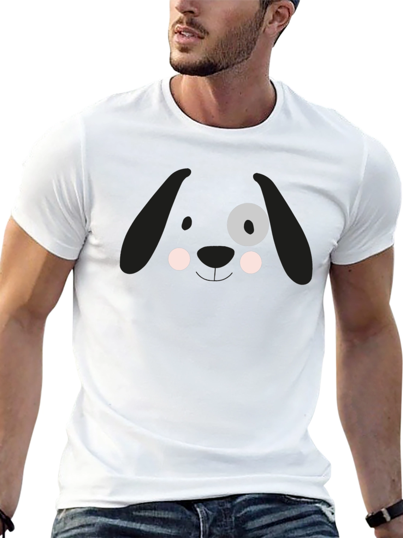 Cute Dog Face Graphic Tee - Soft Cotton T-Shirt