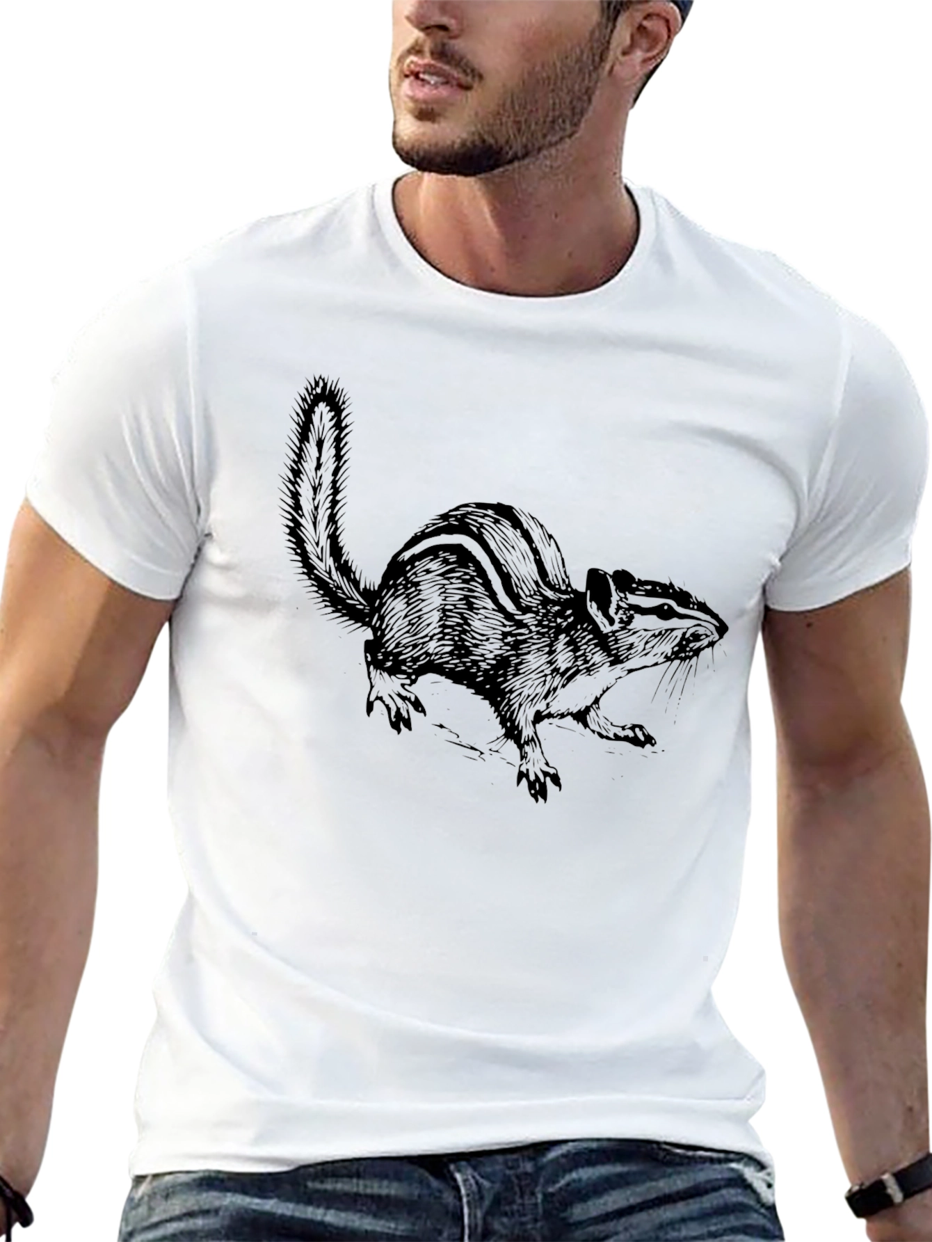 Chipmunk Graphic Tee - Black Cotton Comfort
