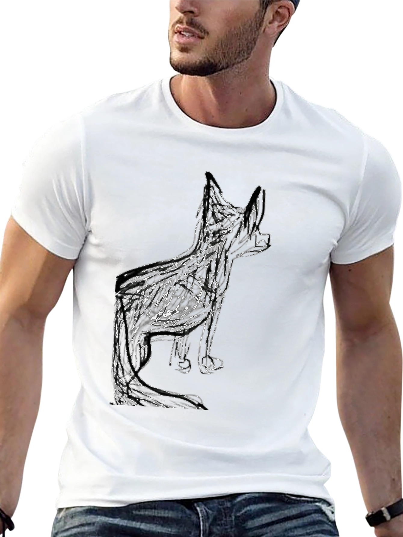 Abstract Dog Graphic Black T-Shirt