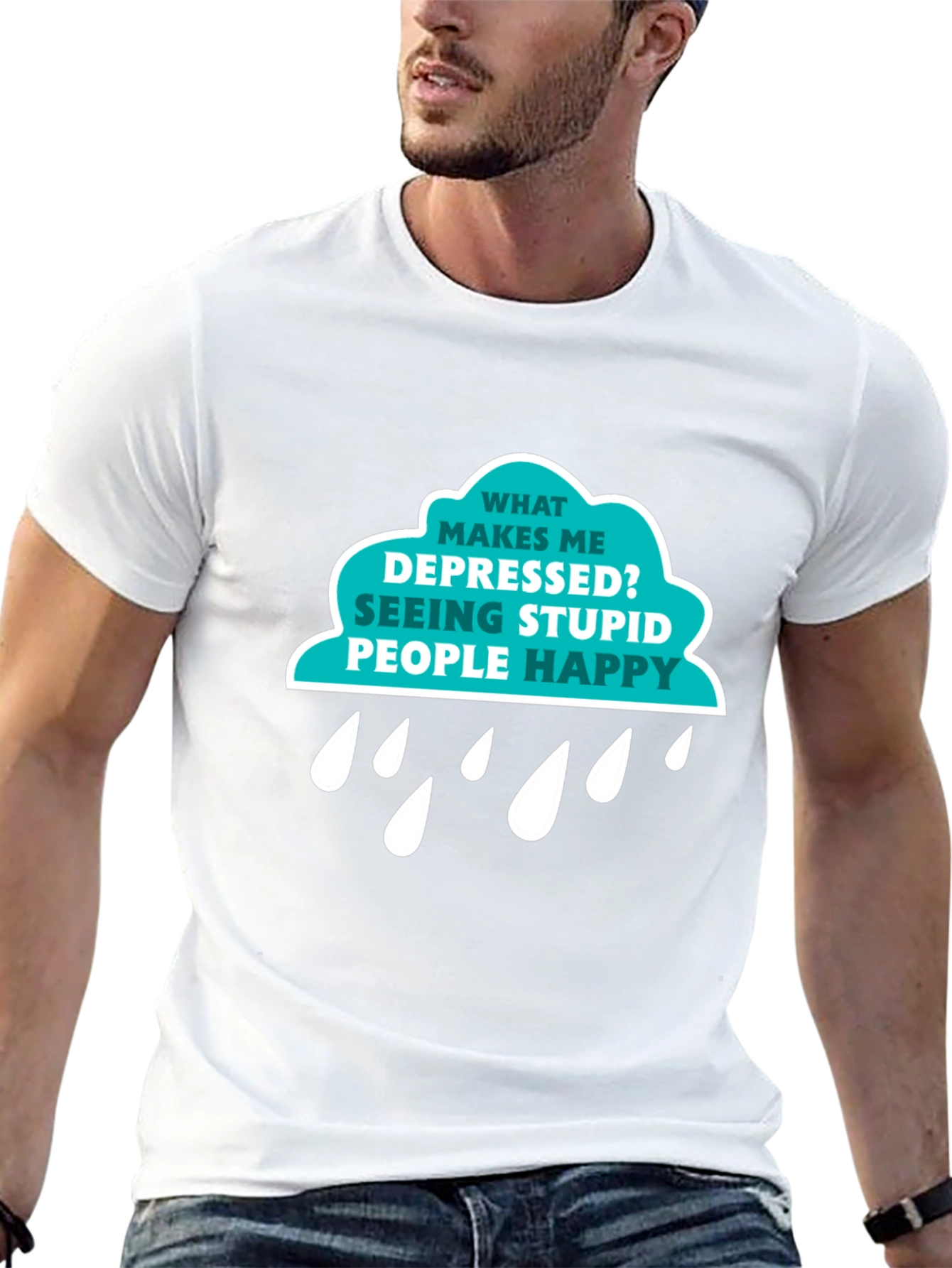 Depressed Seeing Stupid People Funny T-Shirt