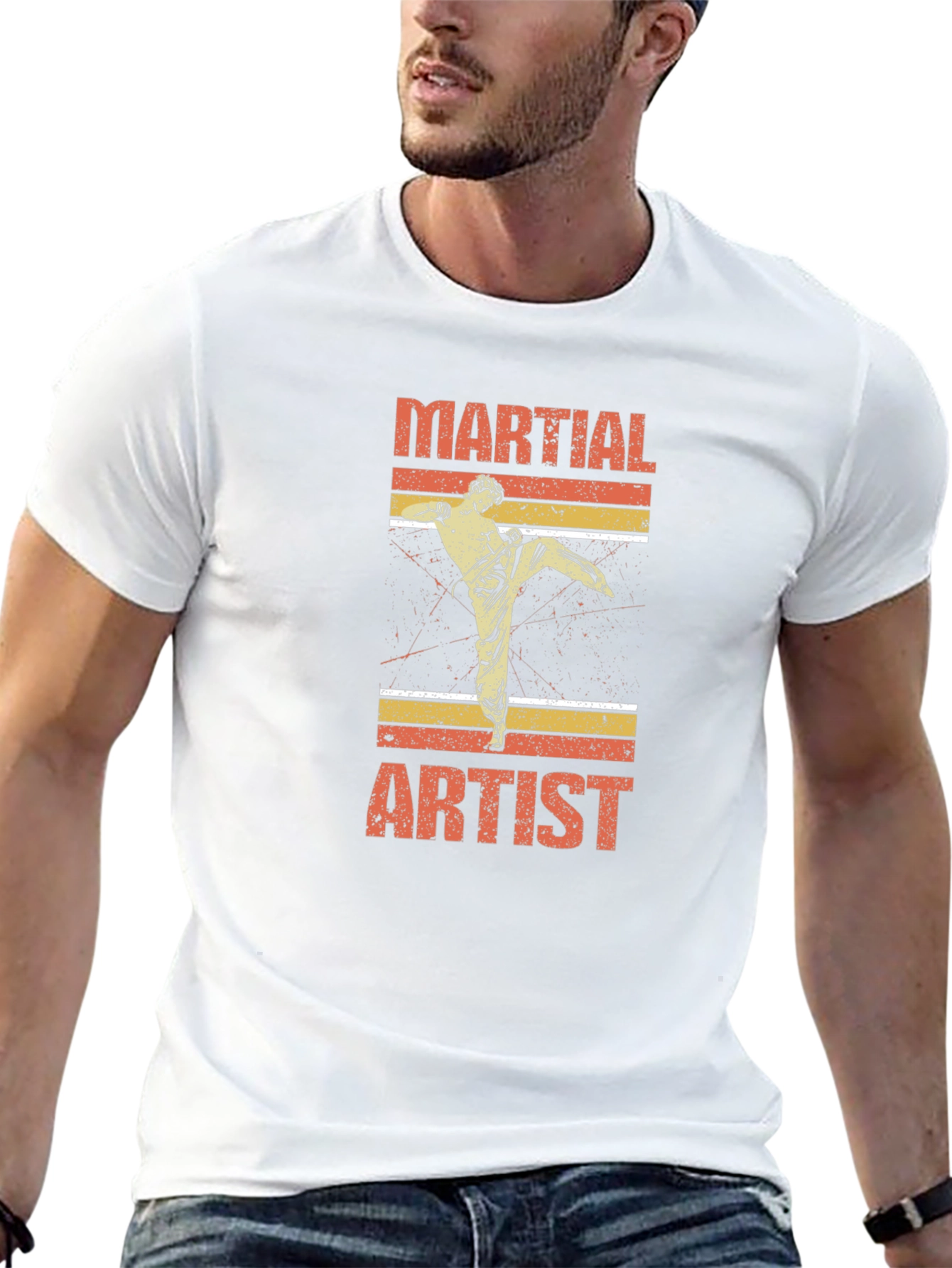 Martial Artist Graphic T-Shirt Retro Style