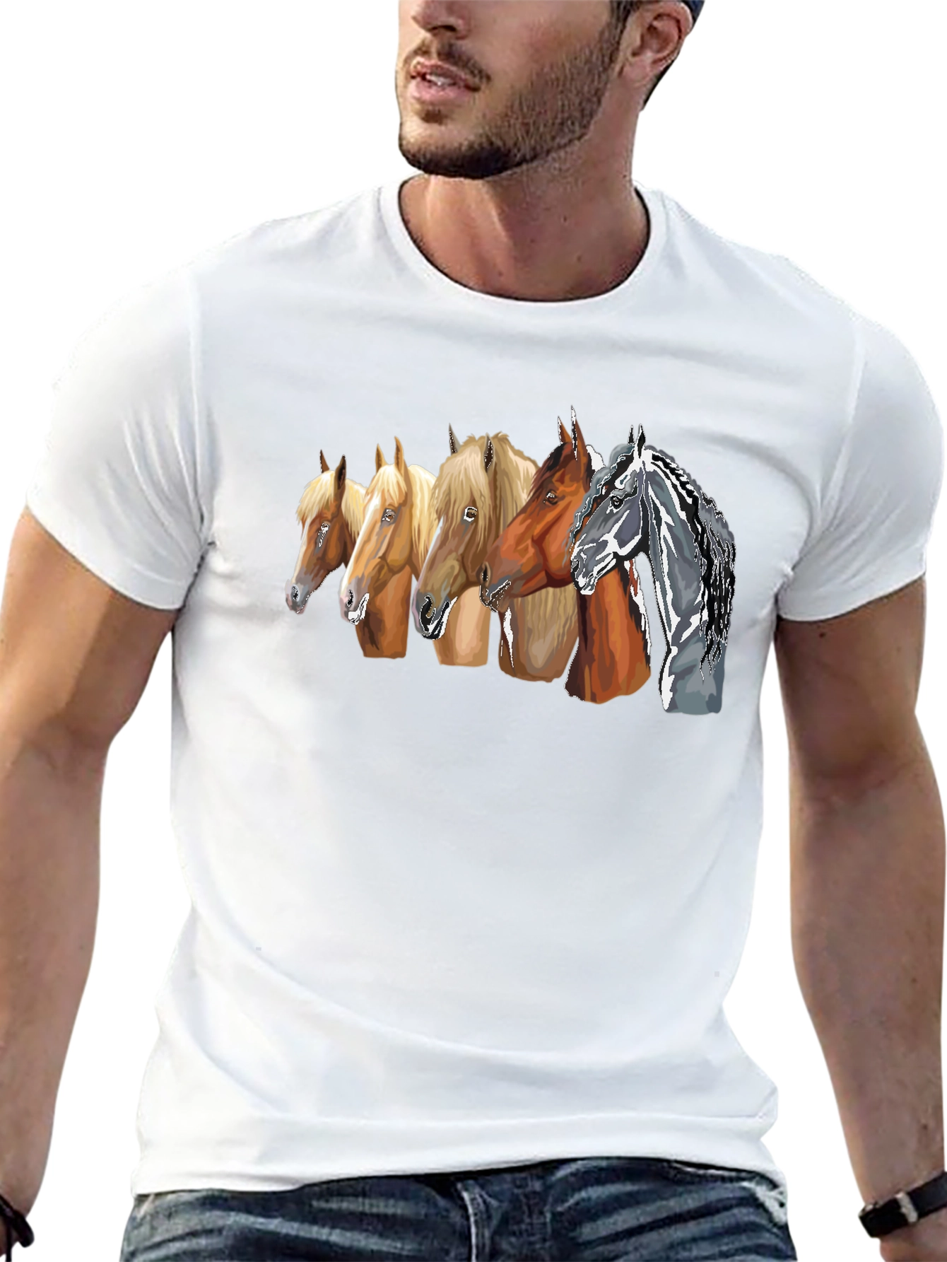 Horse Breeds Graphic Tee - Black Cotton T-Shirt