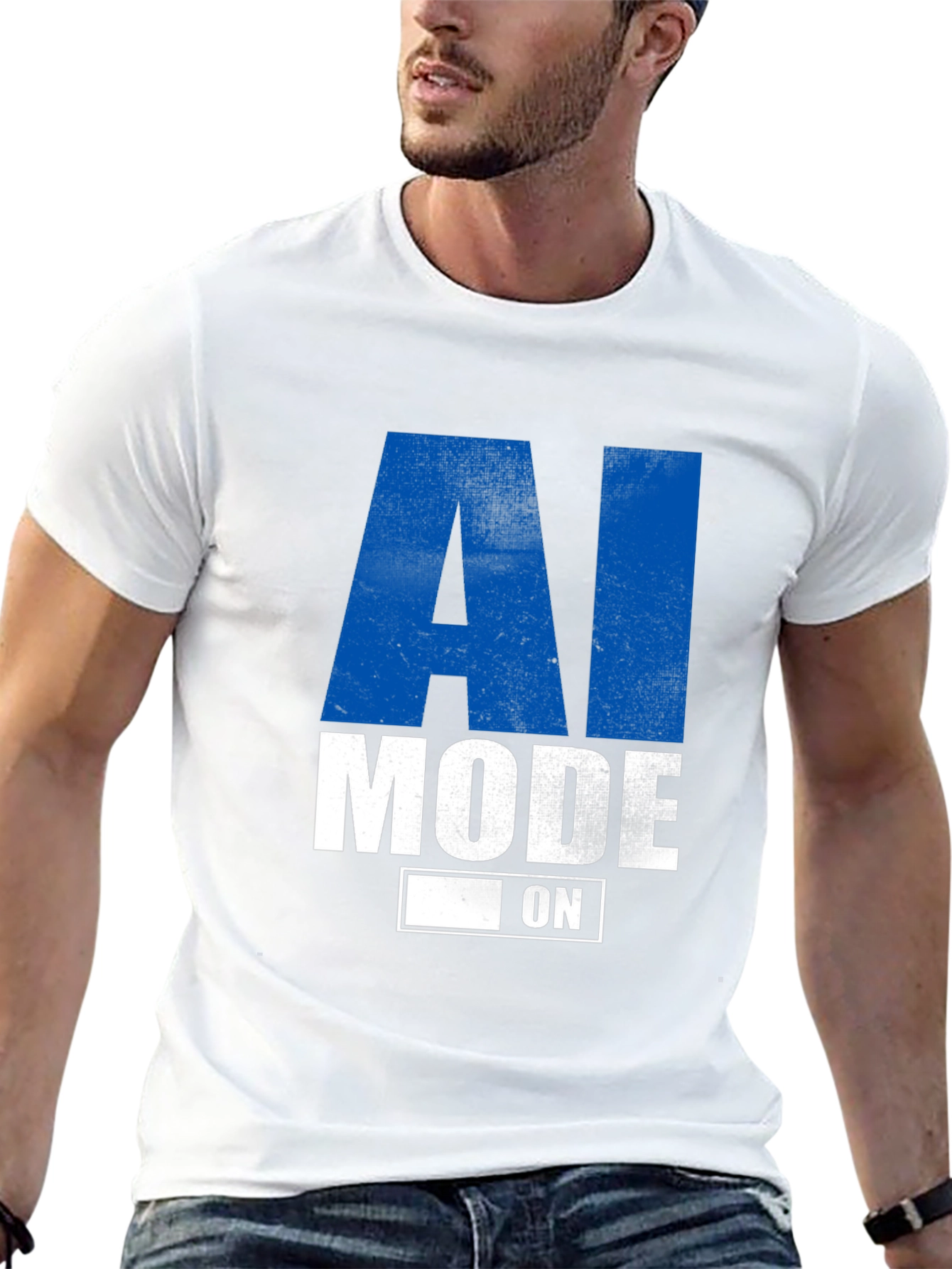 AI Mode On Graphic Tee - Black Casual T-Shirt