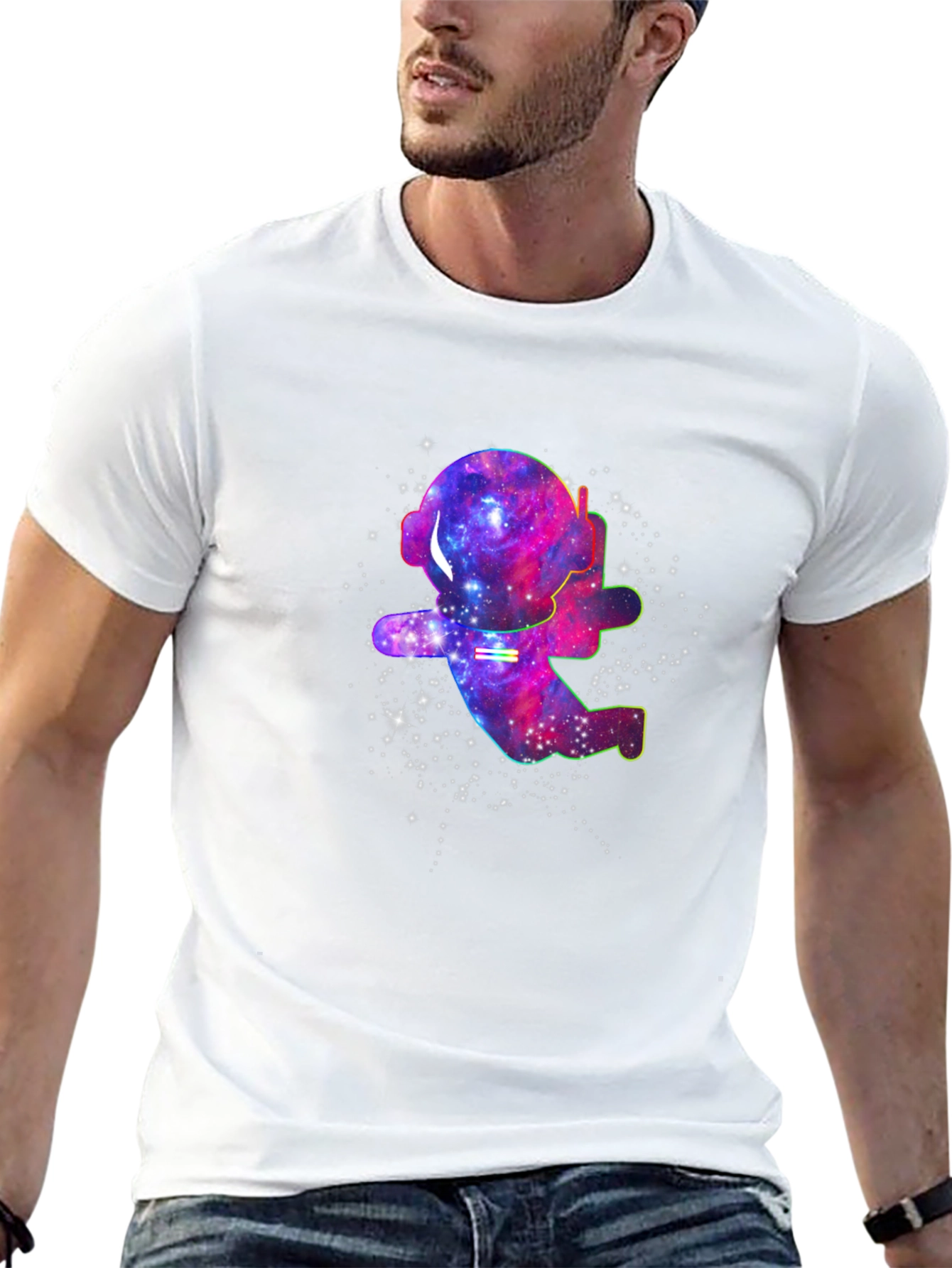 Galaxy Astronaut T-Shirt - Black Cotton Space Tee