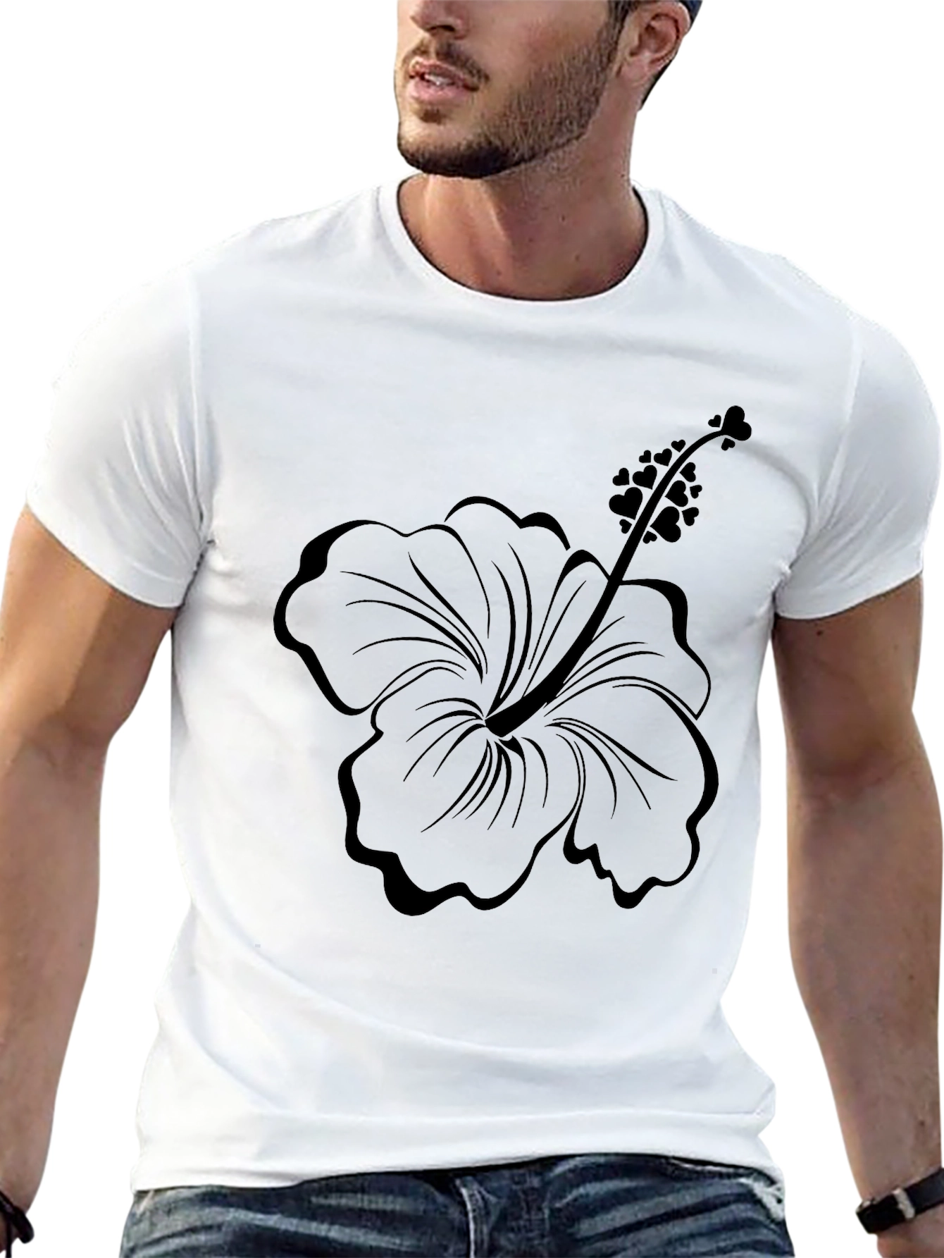 Mens Black Floral Graphic Tee