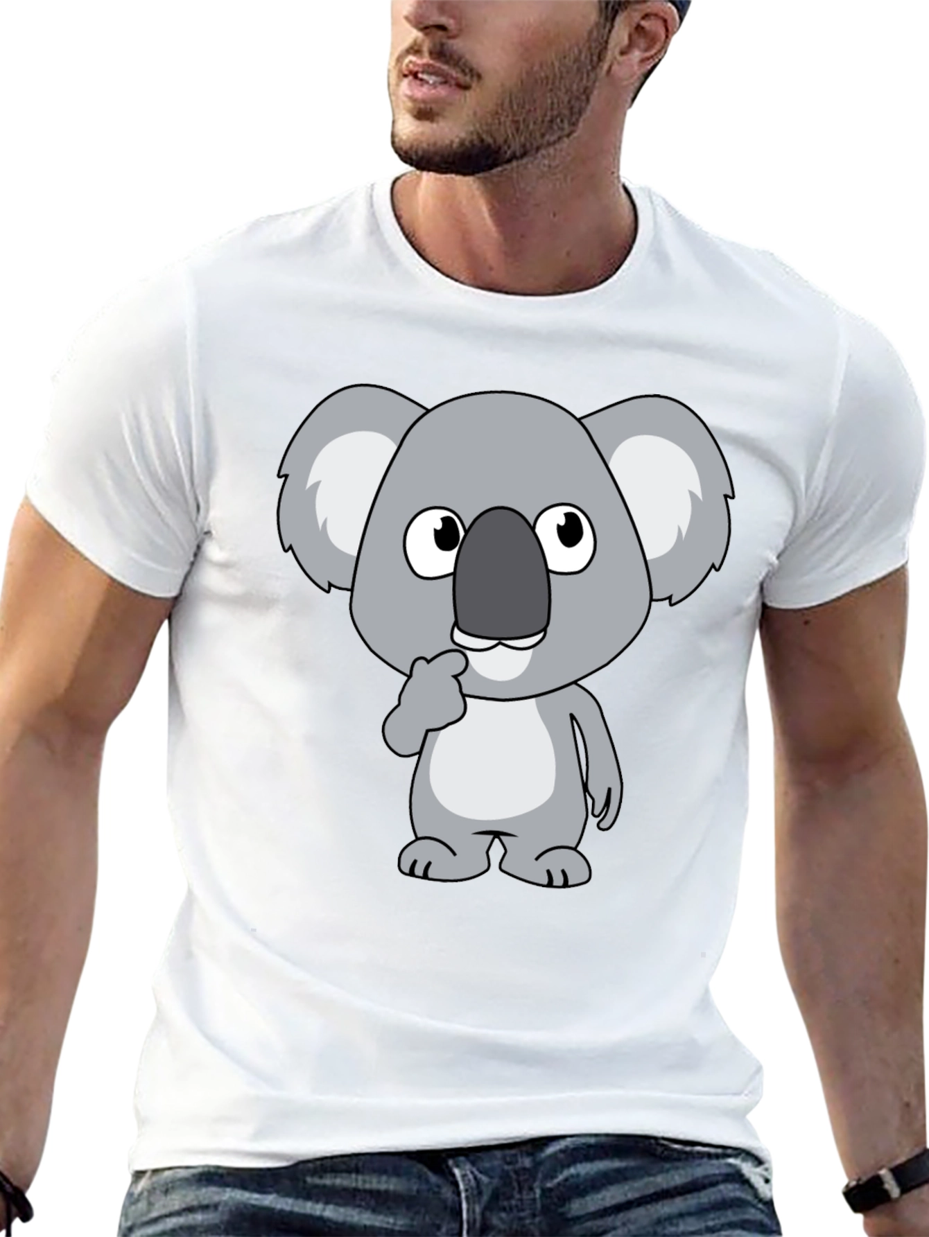 Koala Graphic Tee - Black Cotton Casual Shirt