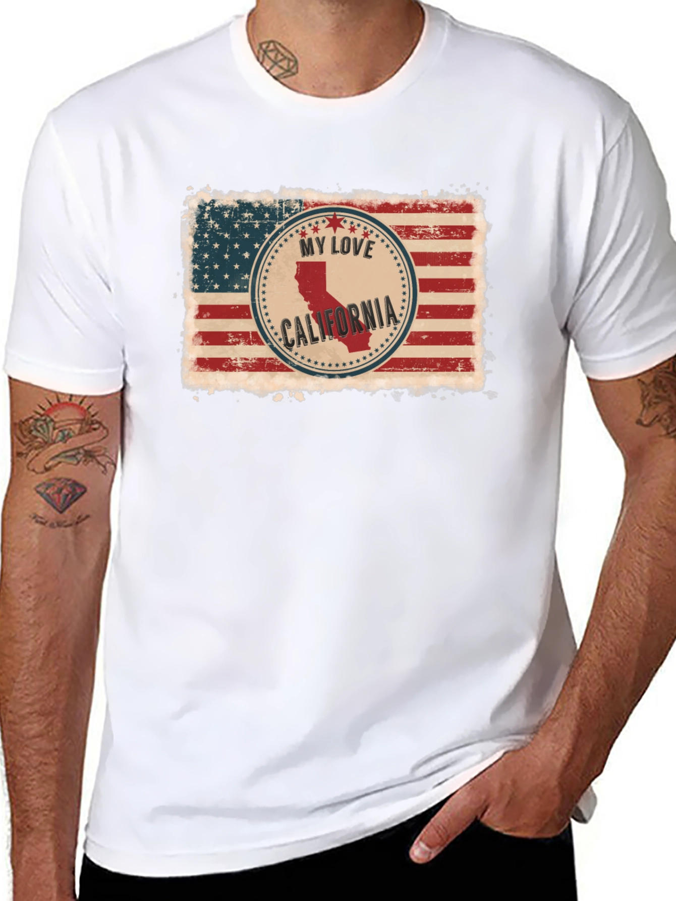 My Love California USA Flag Graphic Tee