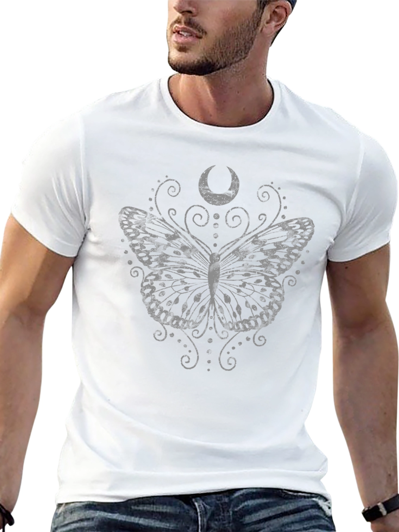 Moon Butterfly Graphic T-Shirt - Black