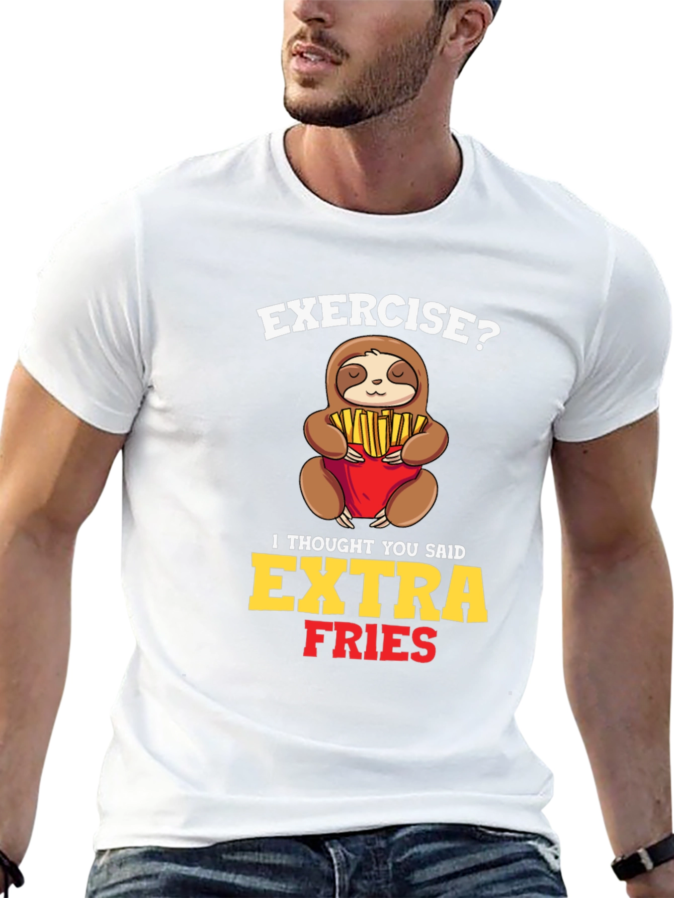 Extra Fries Sloth Graphic T-Shirt