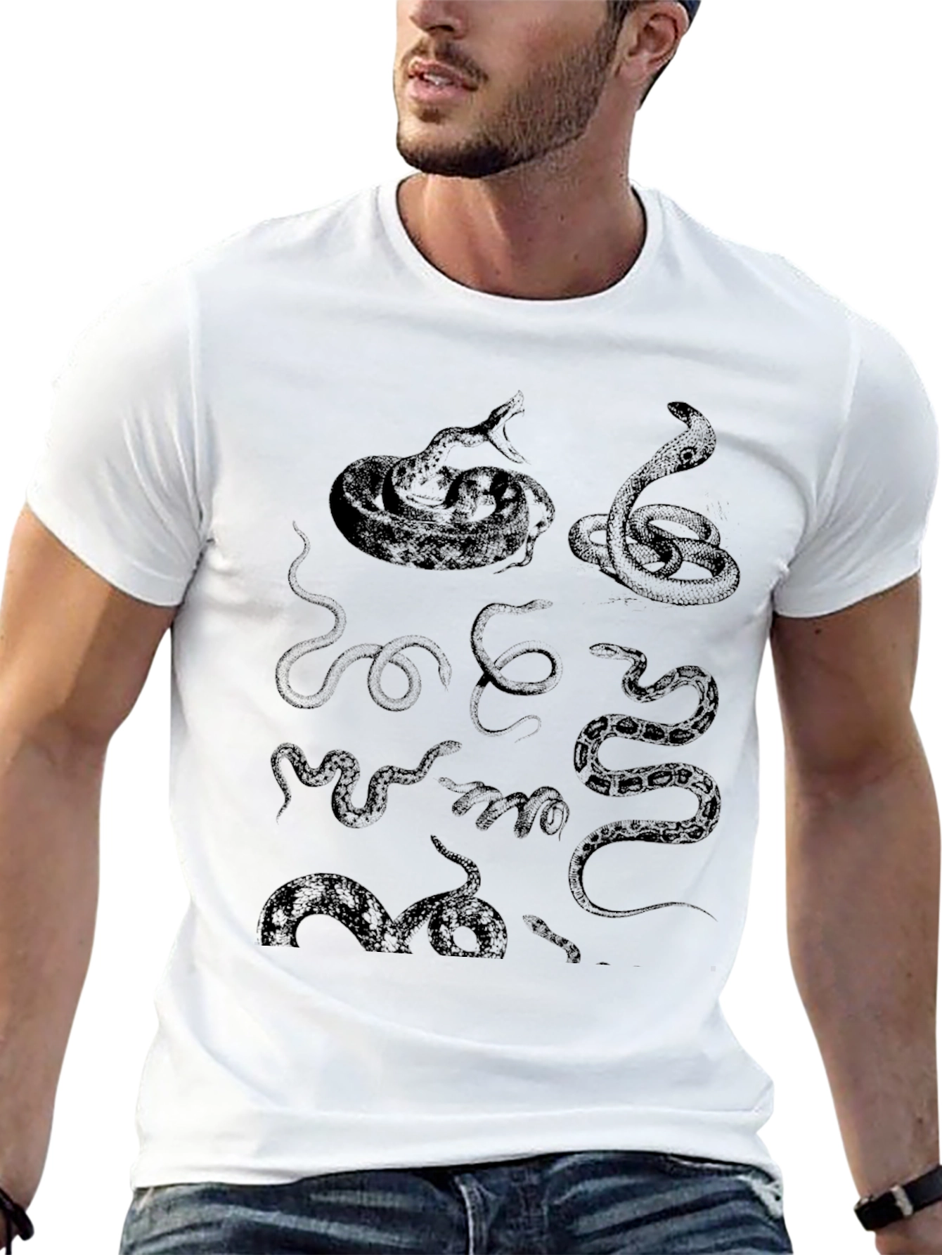 Snakes Graphic T-Shirt - Black