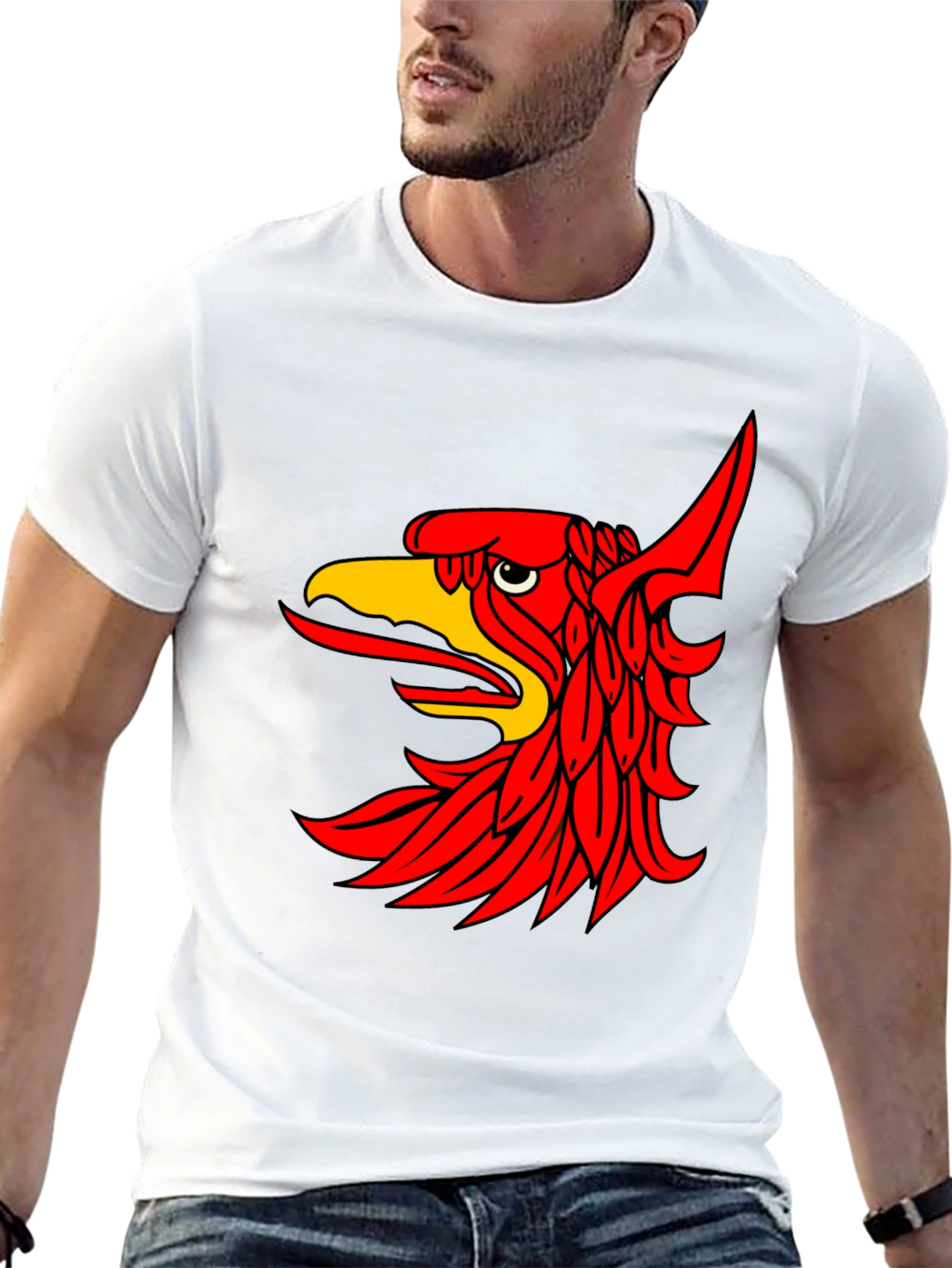 Black T-Shirt with Red Griffin Graphic