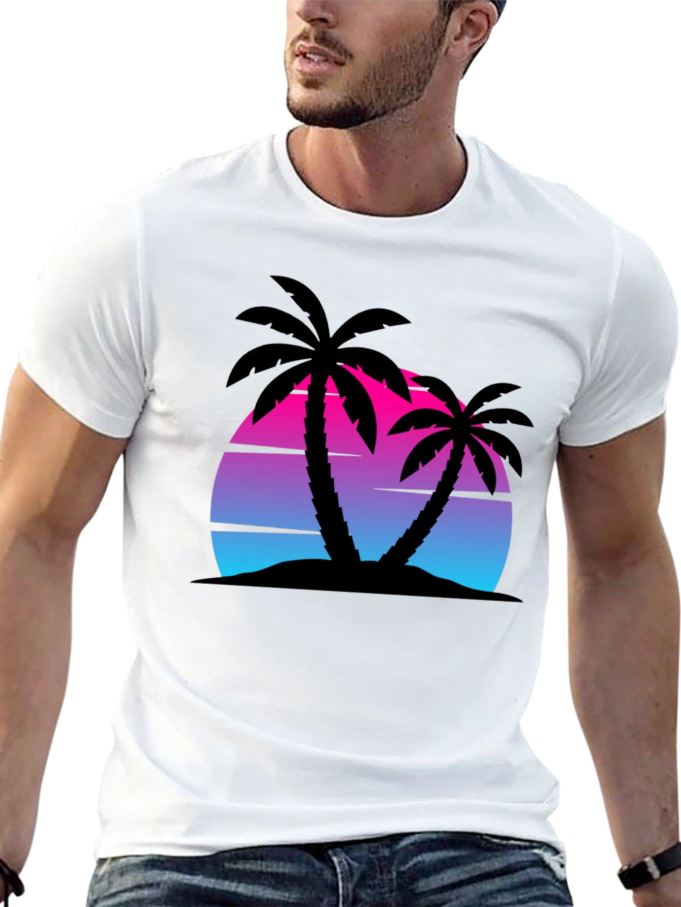 Retro Sunset Palm Tree Graphic Tee