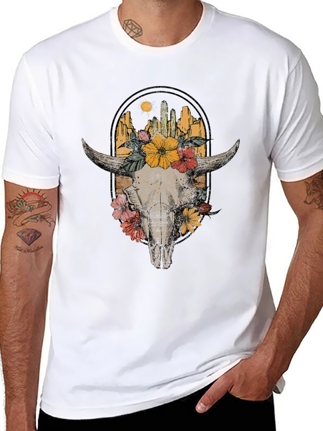 Floral Skull Graphic Tee - Desert Vibes
